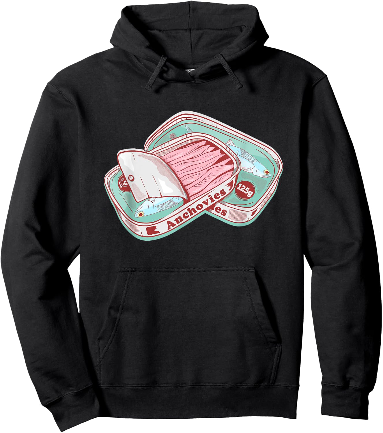 Foodie design Anchovies Tin Can - Women's -Adults Classic Fit Short Sleeve Black - Small Hoodie - Hoodie | Black