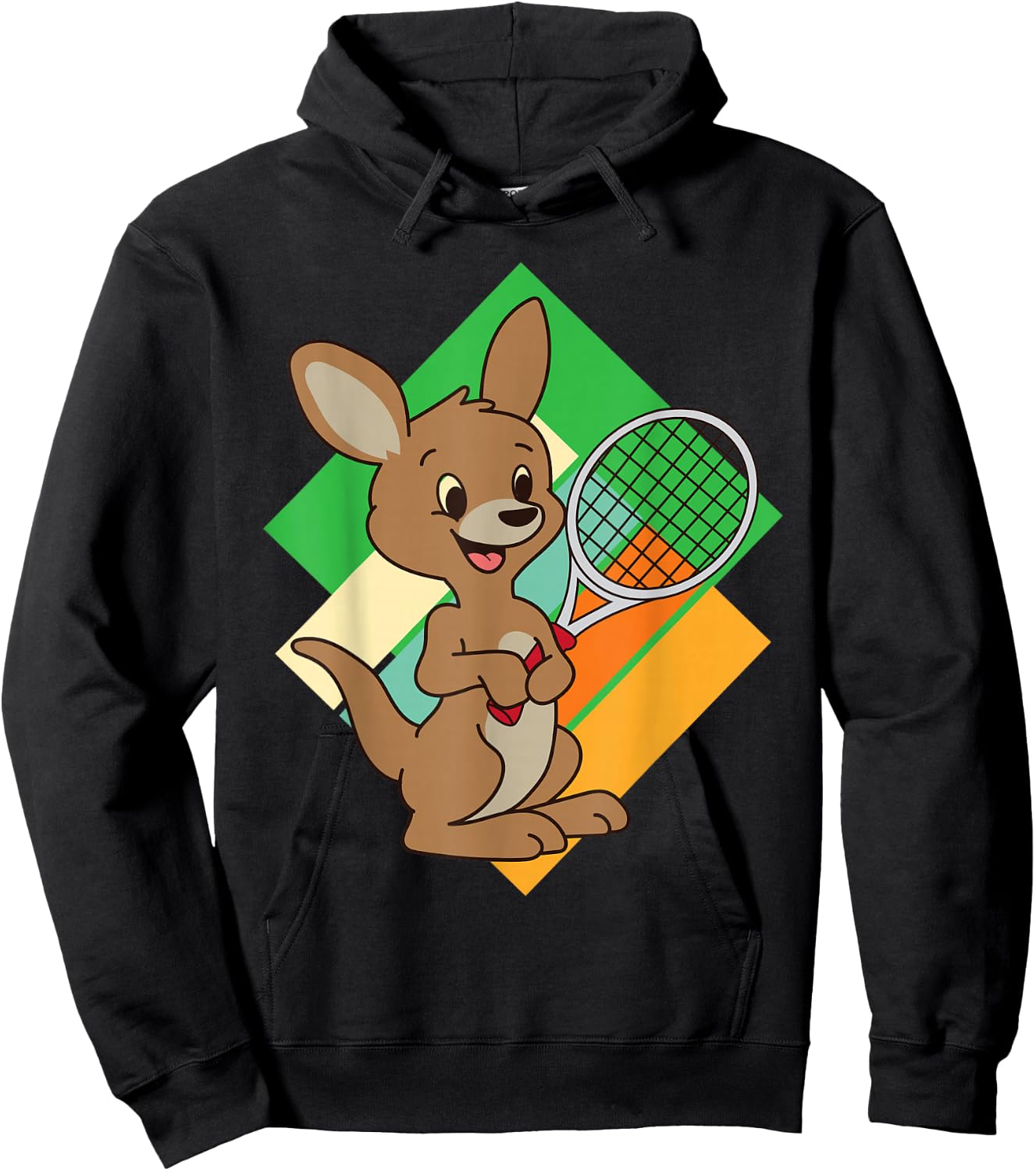Kangaroo Tennis Player Sports Design Tennis Racket Hoodie - Hoodie | Black