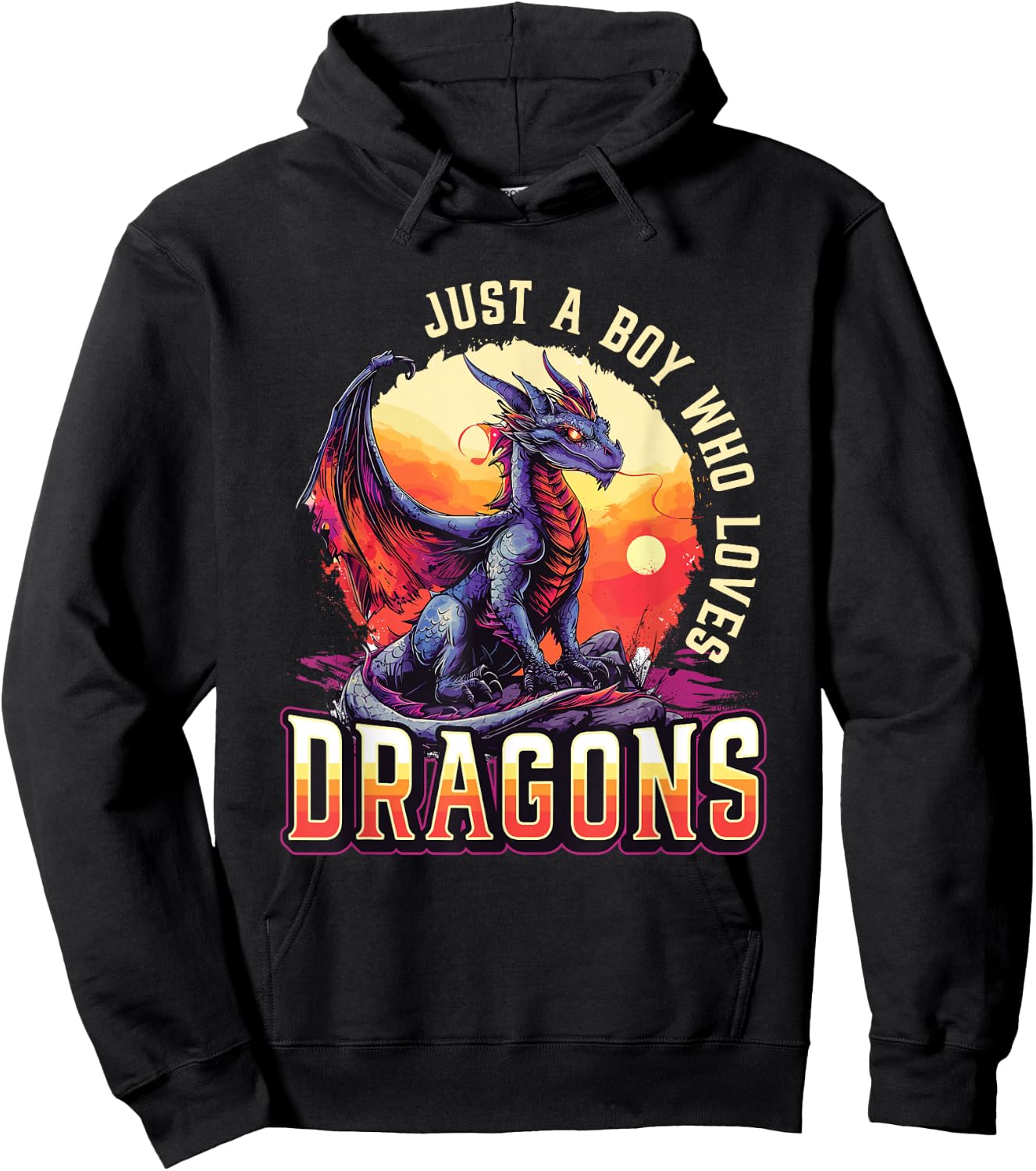 Just A Boy Who Loves Dragons - Boys Dragon Hoodie - Hoodie | Black
