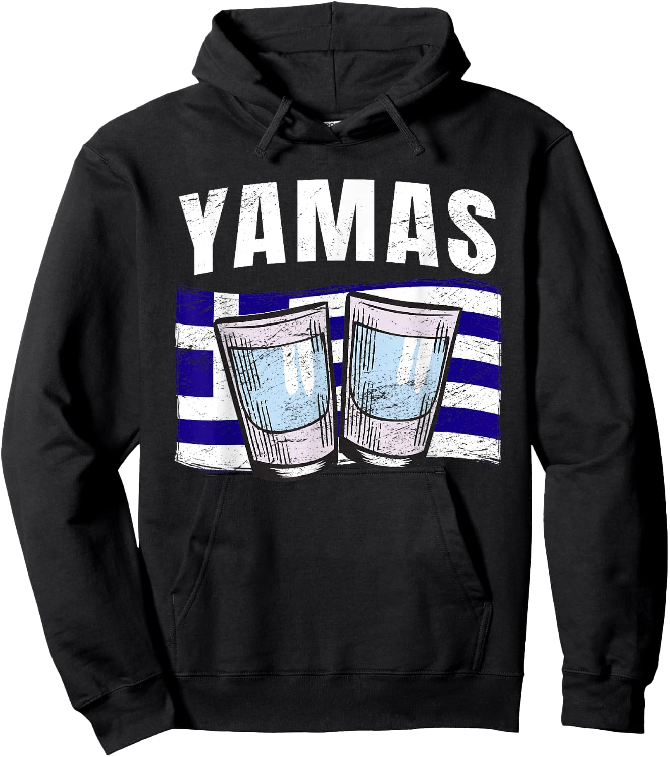 Yamas Cheers Grèce Toast Ouzo humoristique en langue grecque Hoodie - Hoodie | Black