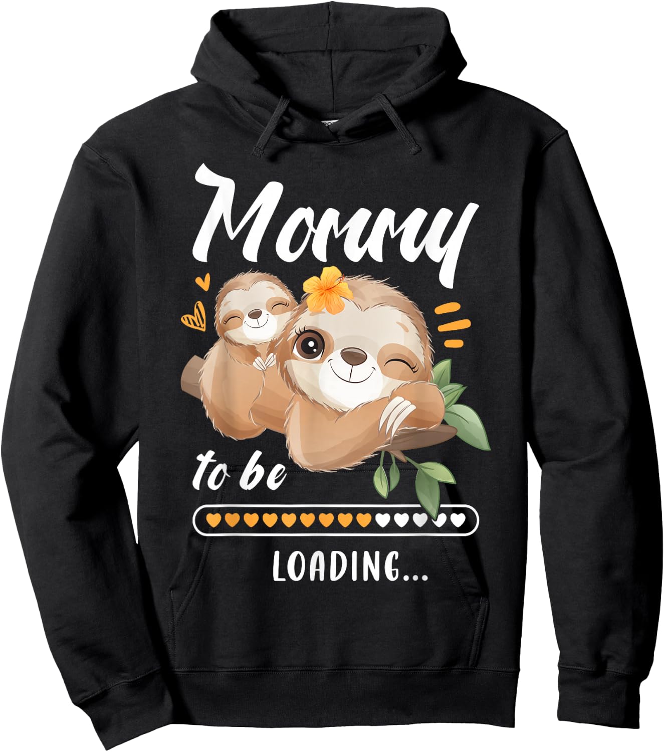 Mommy To Be, Expecting Mom, Pregnancy Reveal, Sloths Hoodie - Hoodie | Black