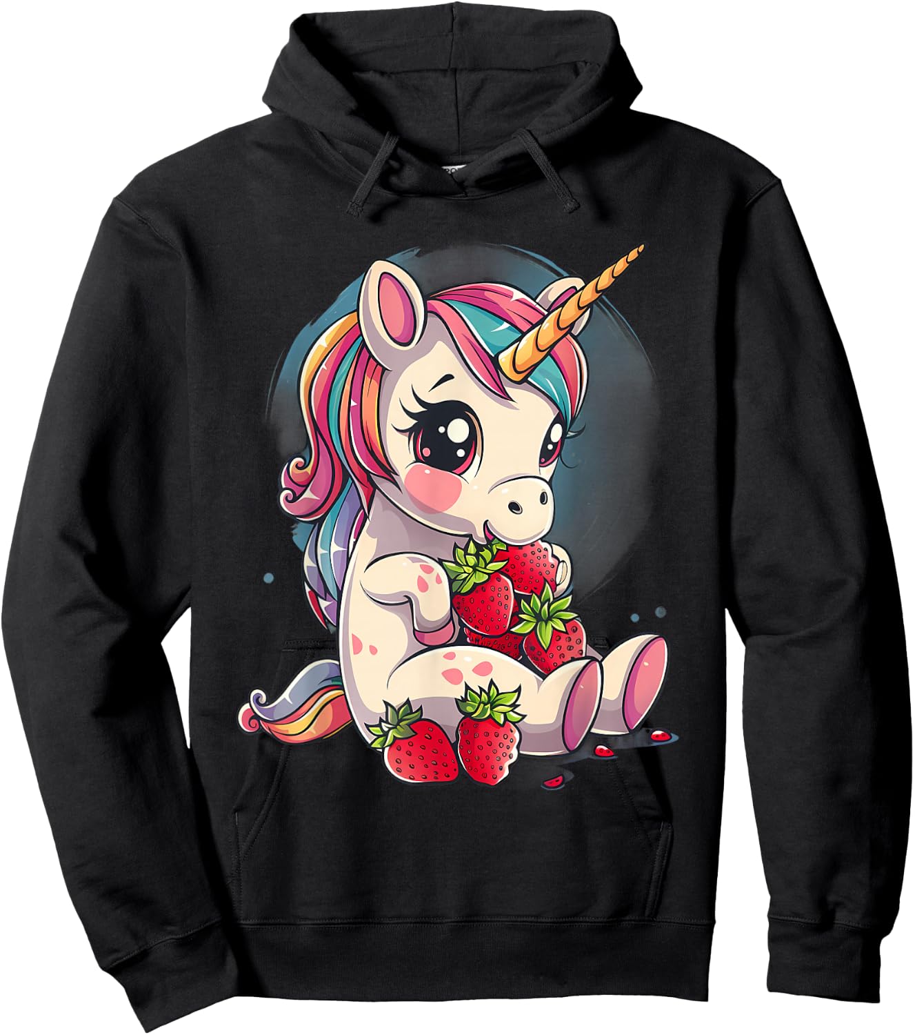 Strawberry Unicorn Cute Fruit Animal Lovers Colourful Hoodie - Hoodie | Black
