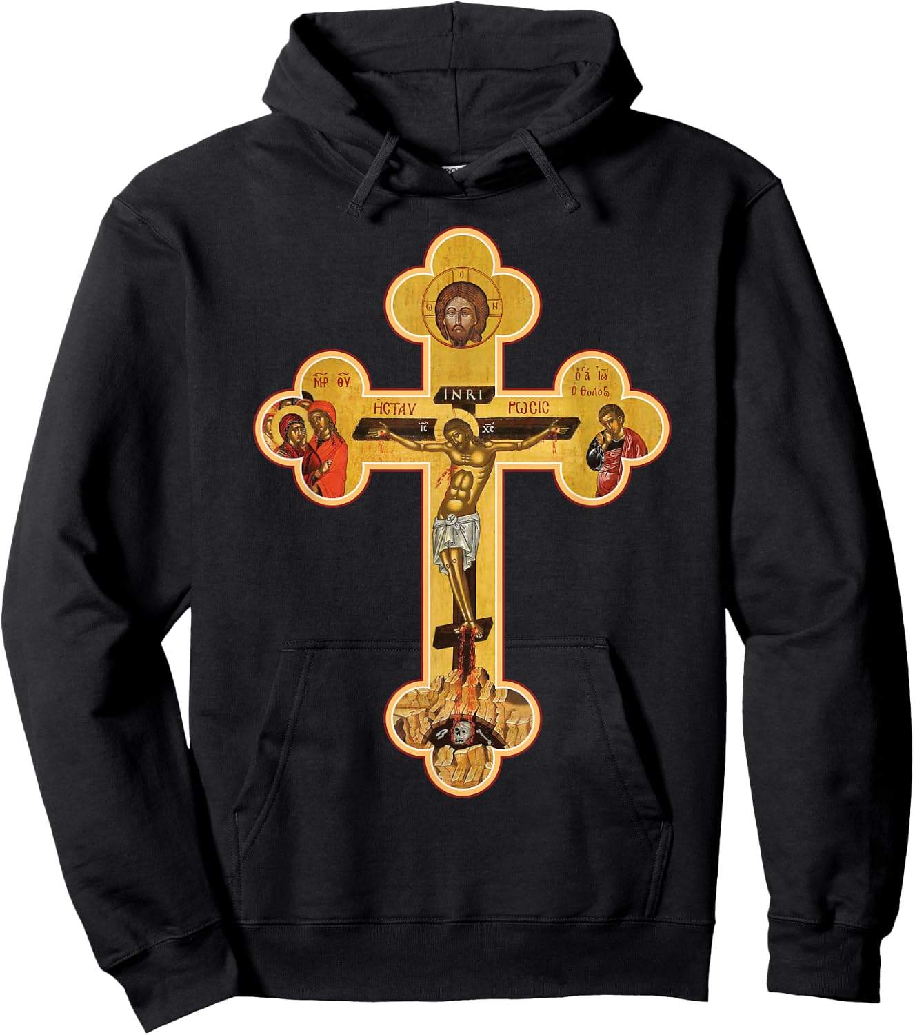 Greek Orthodox Jesus Christ Cross Icon Hoodie - Hoodie | Black