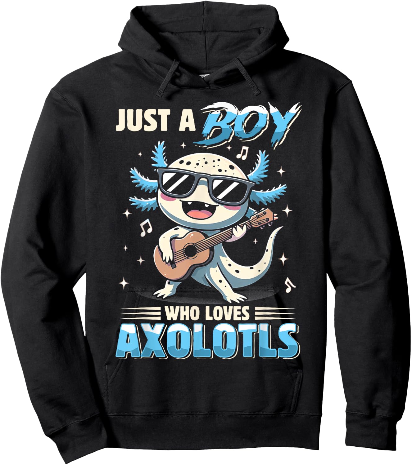 Just A Boy Who Loves Axolotls Kids Boys Cute Axolotl Hoodie - Hoodie | Black