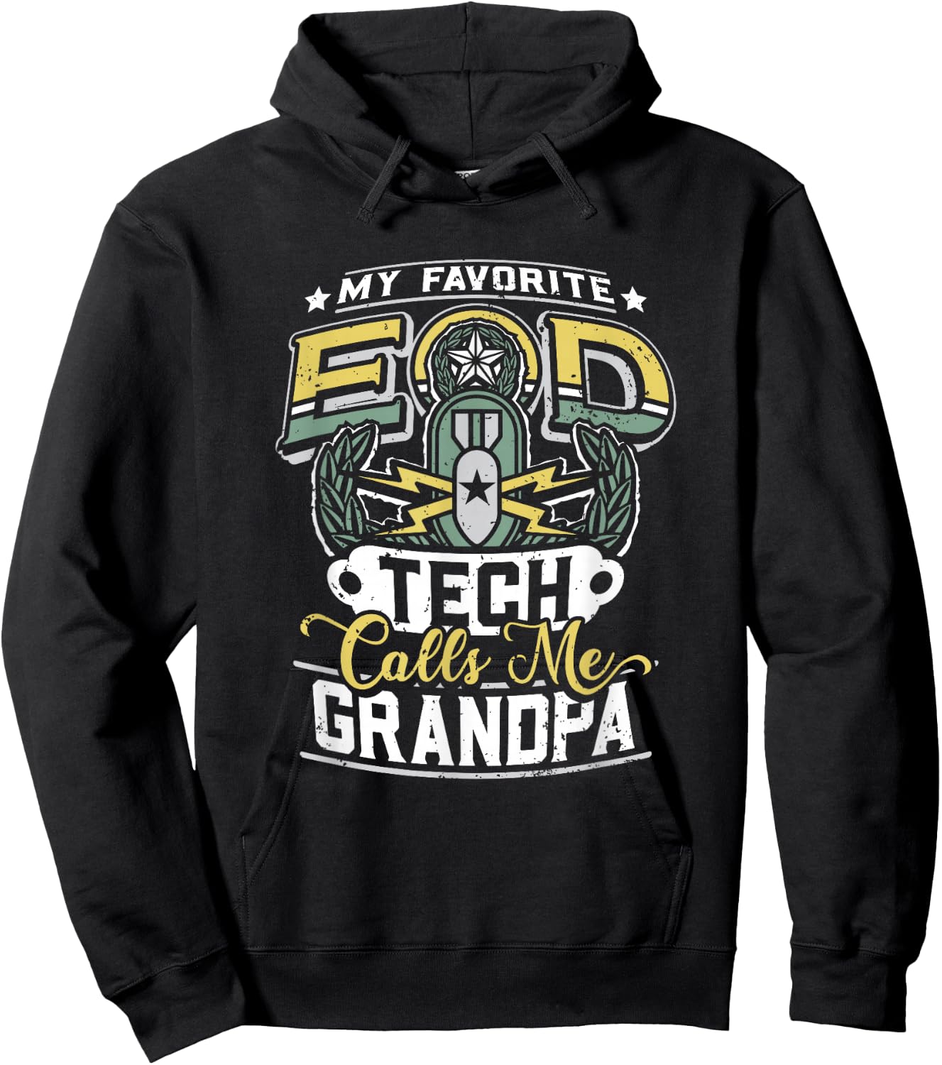 EOD Badge Warrior Explosive Ordnance Disposal Proud Grandpa Hoodie - Hoodie | Black