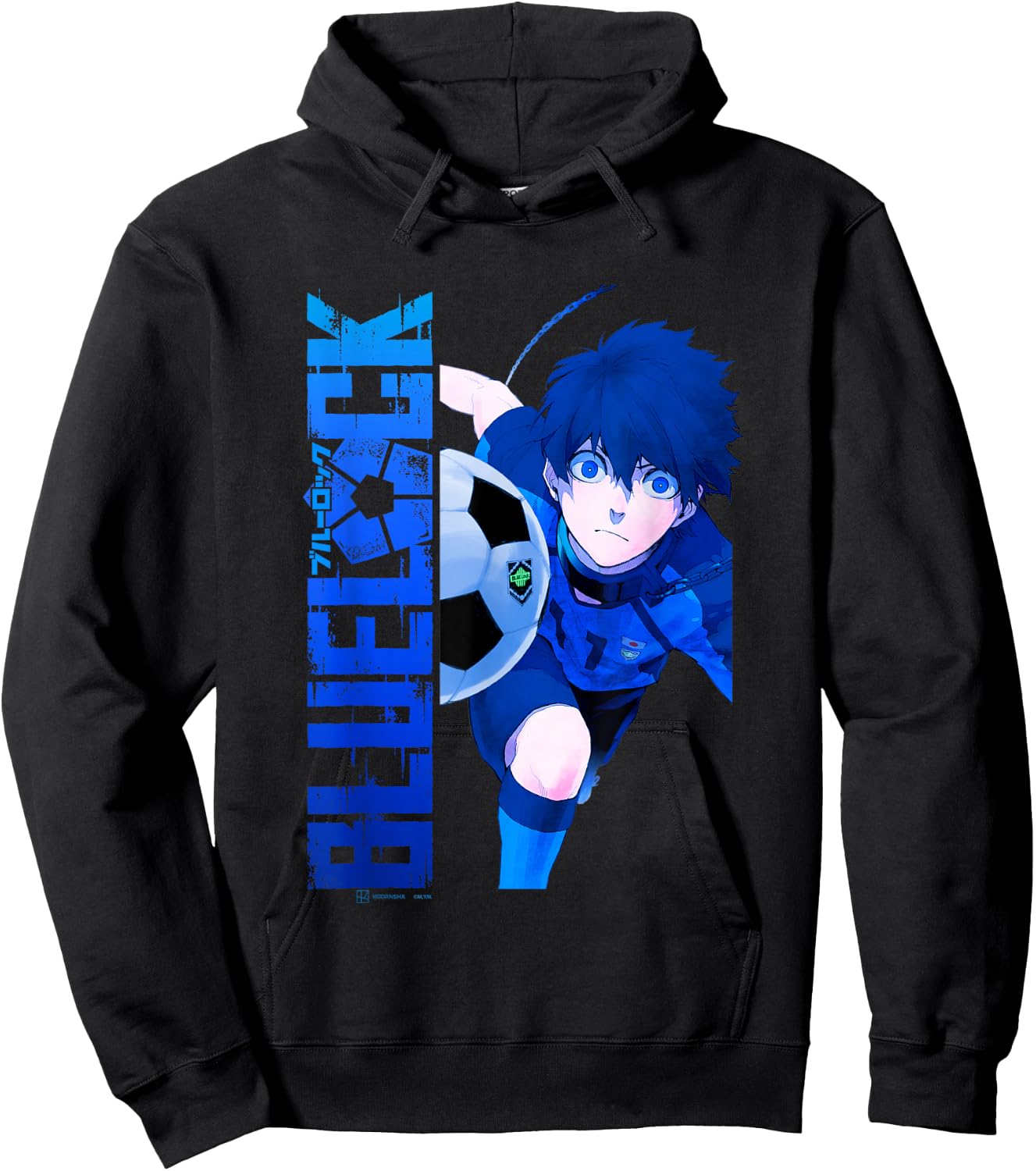 Blue Lock Blue Soccer Ball Split Panels , Black, S Hoodie - Hoodie | Black