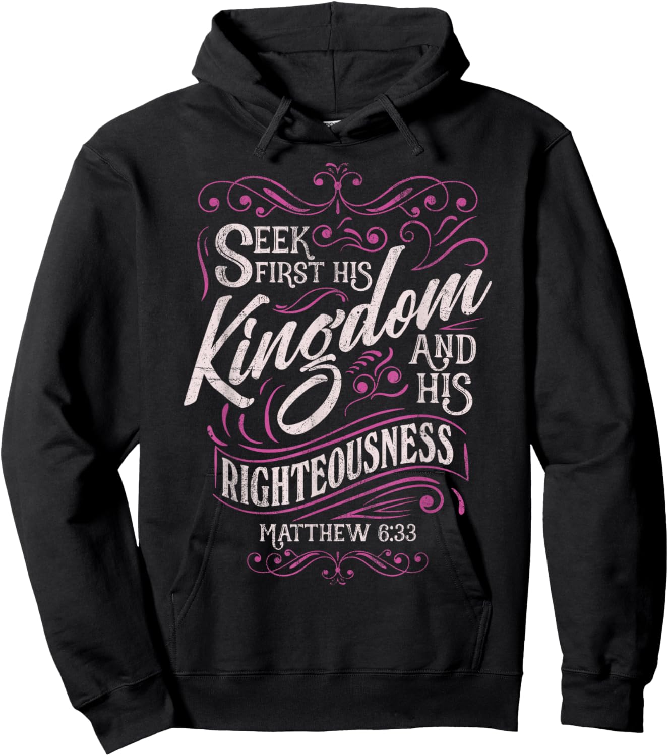 Seek First His Kingdom Matthew 6:33 Salvation Bible Verse Hoodie - Hoodie | Black