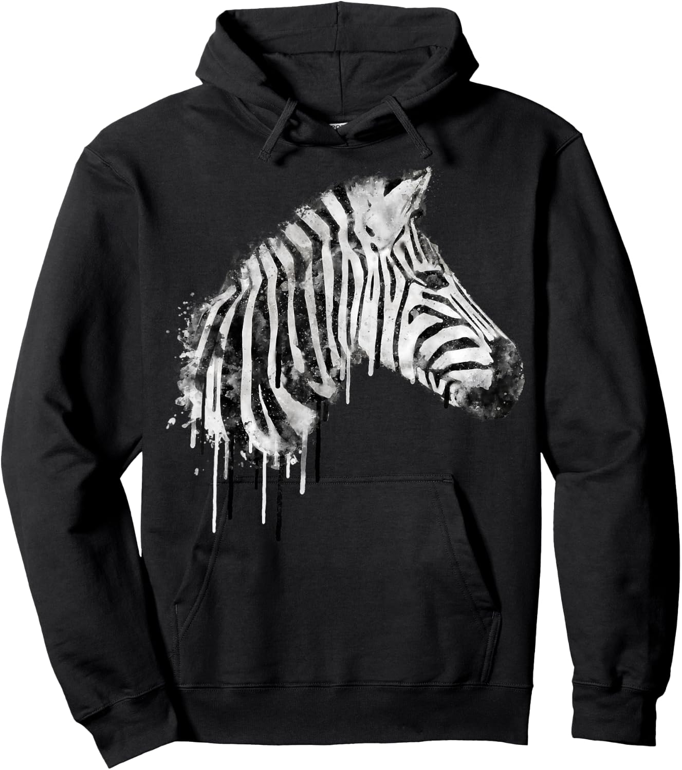 Zebra Watercolor Artistic Horse Wildlife Lovers Graphic Hoodie - Hoodie | Black