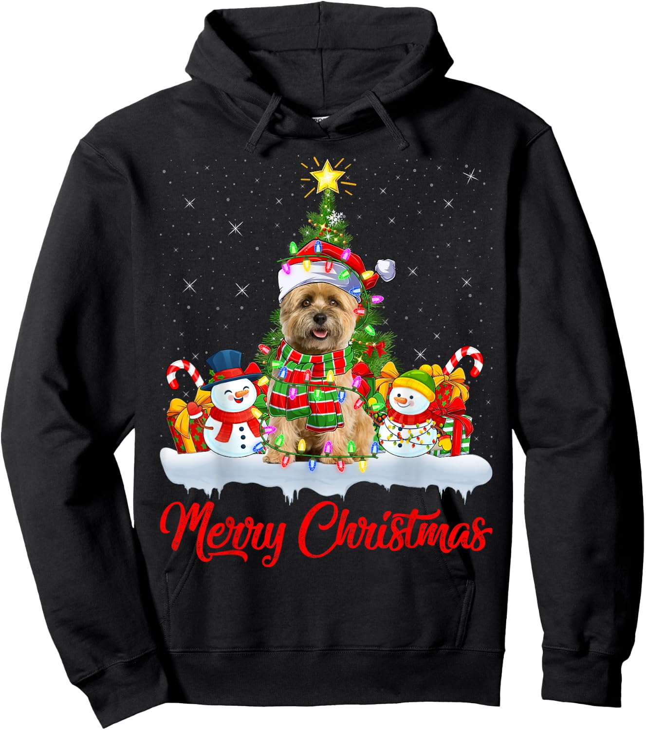 Cairn Terrier Dog Xmas Tree Lighting Cairn Terrier Christmas Men Women Kids Hoodie - Hoodie | Black