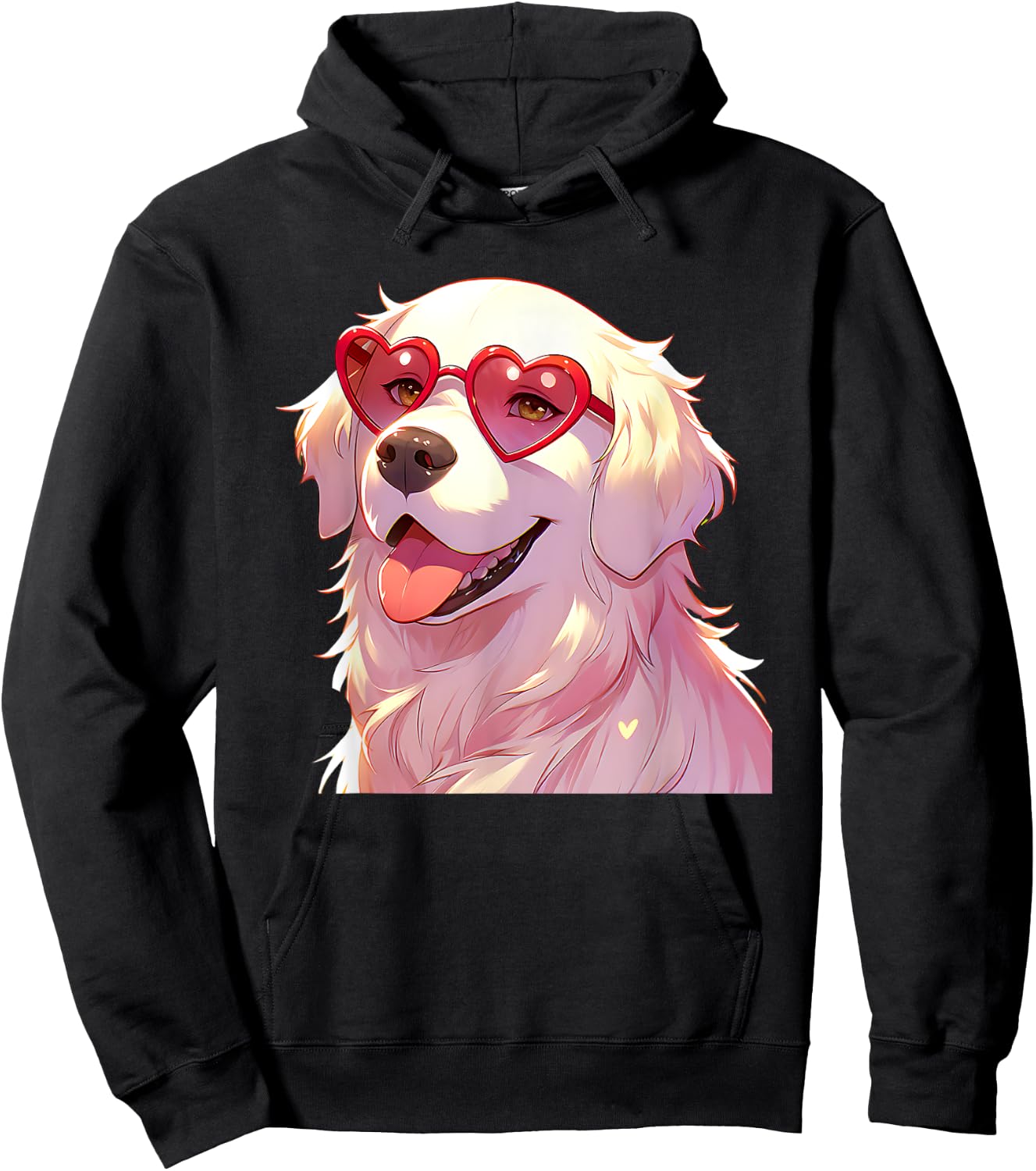 English Cream Golden Retriever Mom Gifts Heart Glasses Love Hoodie - Hoodie | Black