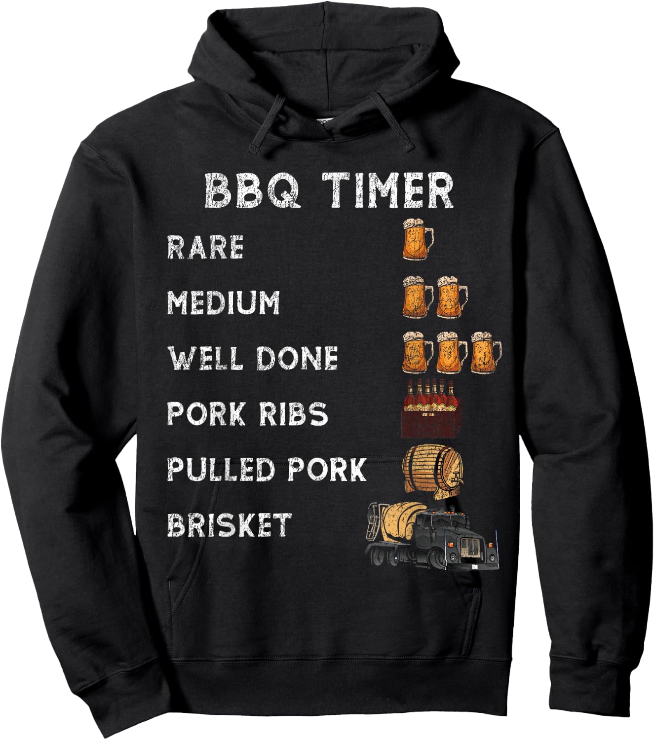 BBQ Smoker BBQ Timer Rare Pork Ribs Pulled Pork Brisket Hoodie - Hoodie | Black