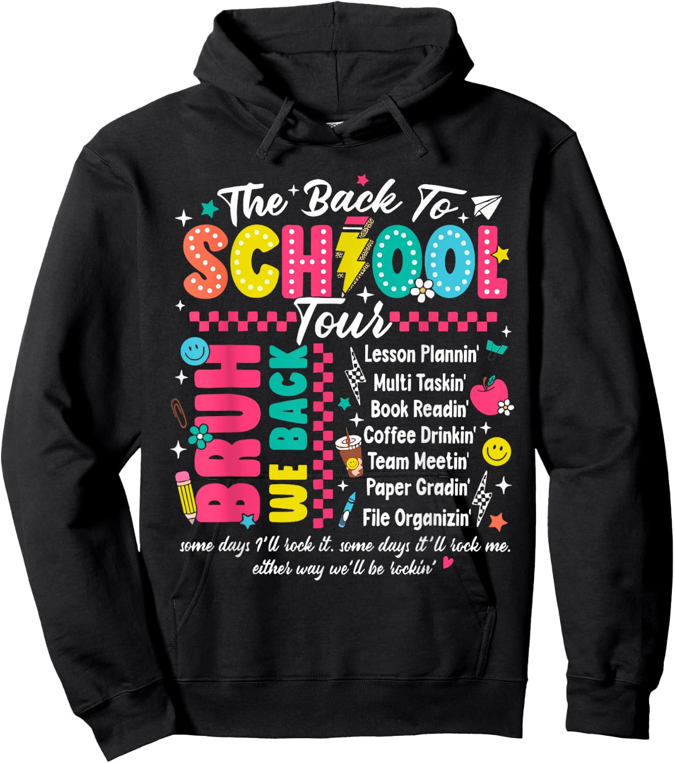 Bruh Back To School Tour Teacher Tour First Day Of School Hoodie - Hoodie | Black