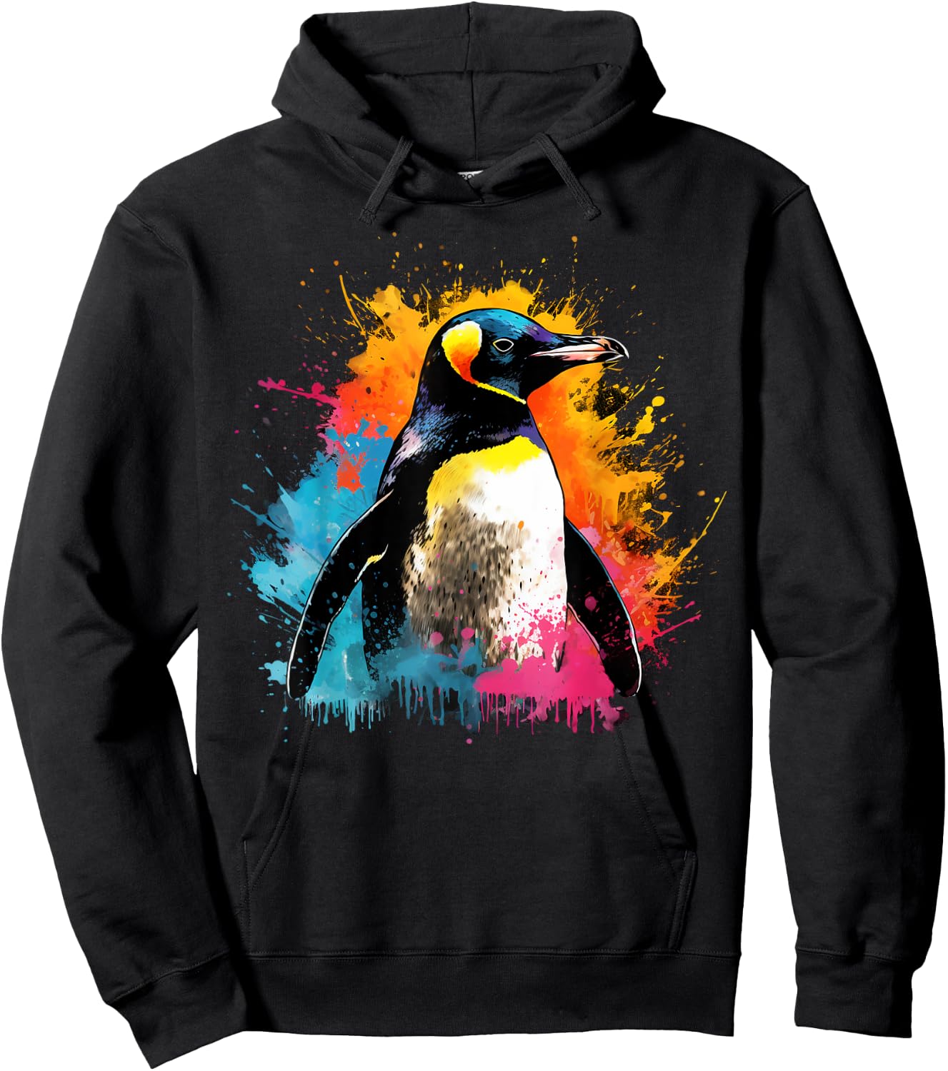 Artistic Colorful Pop Art painted Penguin Hoodie - Hoodie | Black