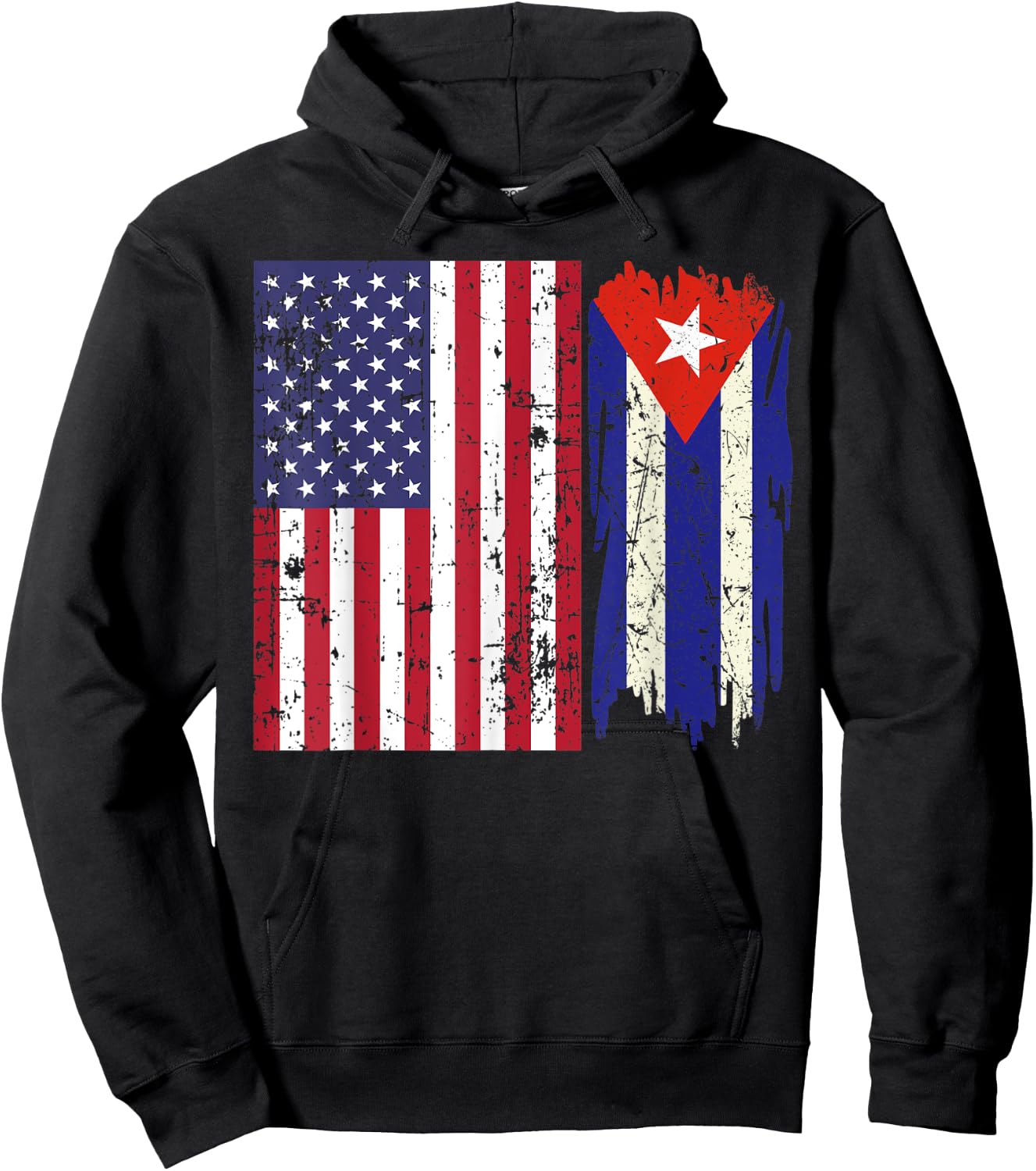 Vintage Proud Patriotic Cuba and Pride American Cuban Flag Kids Men Hoodie - Hoodie | Black