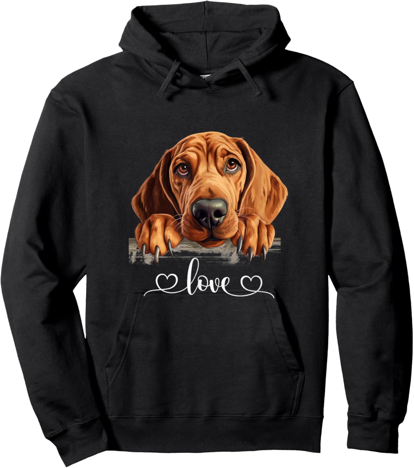 Cute Dog Graphic Love Puppy Redbone Coonhound Dog Women Hoodie - Hoodie | Black