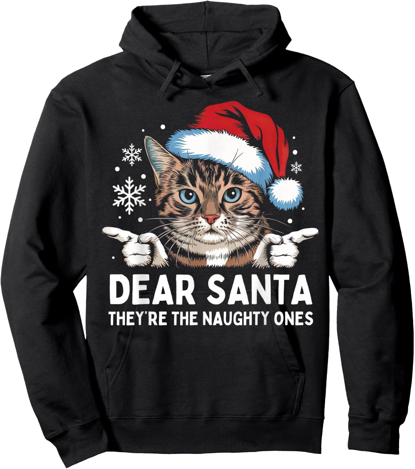 Funny Cat Dear Santa They Are The Naughty Ones Christmas Men Women Kids Hoodie - Hoodie | Black