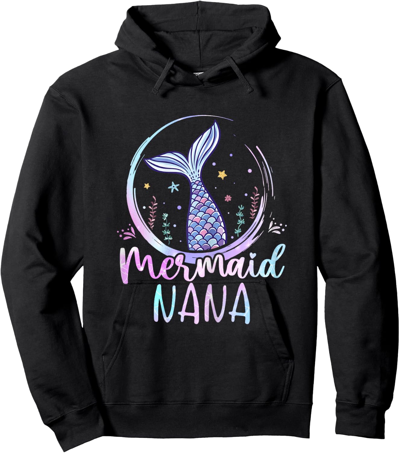 Mermaid Nana Birthday Mermaid Girl Beach Mermaid Tail Hoodie - Hoodie | Black