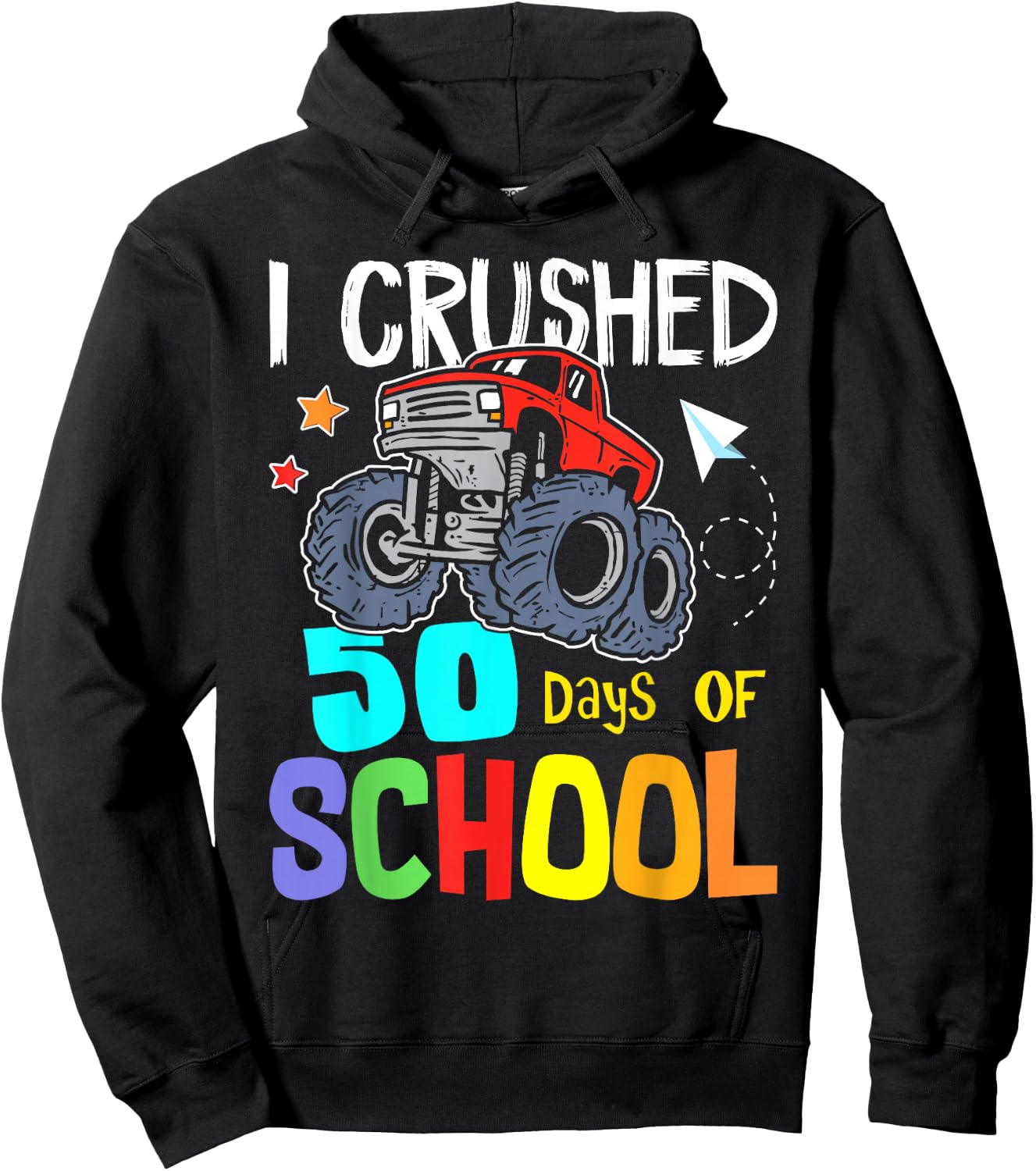 Crushing 50th Day Of School Jam truck 50 Days Of School Kids Hoodie - Hoodie | Black