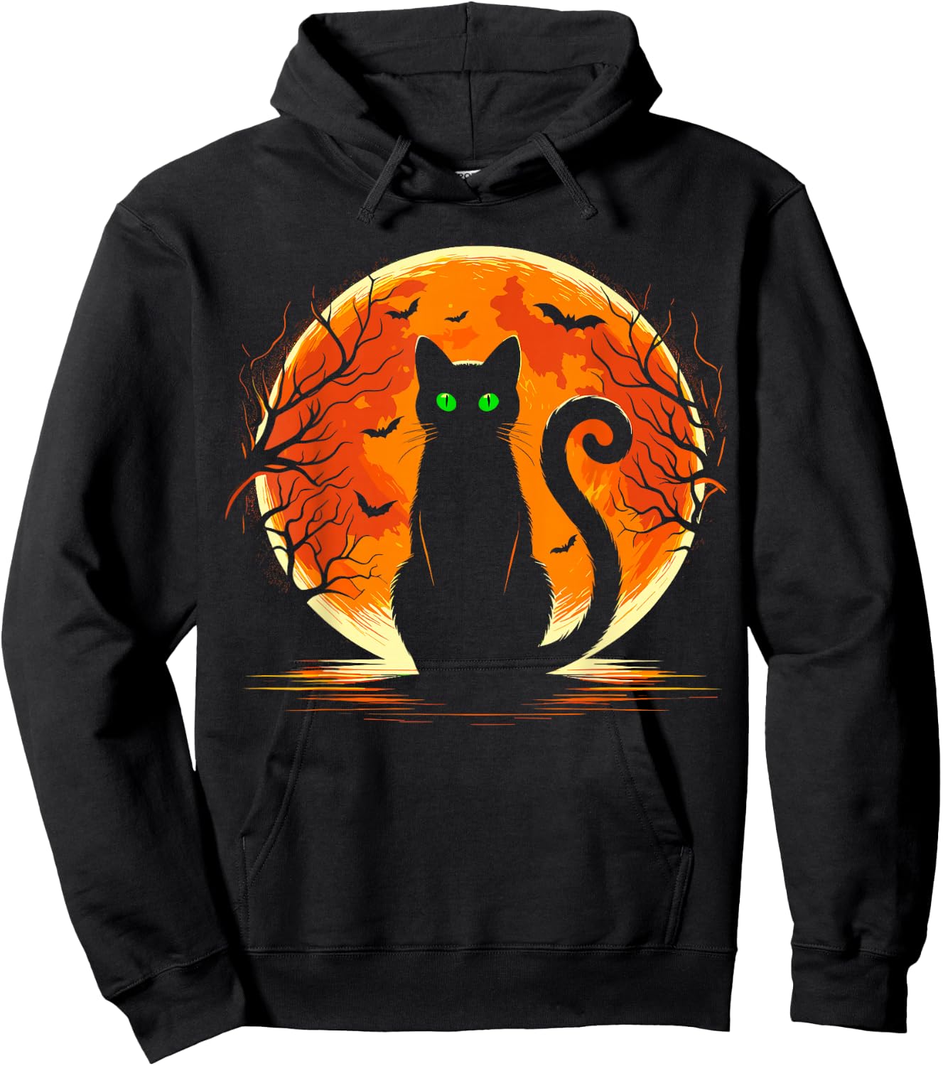 Scary Cat Costume Retro Moon Cat Hoodie - Hoodie | Black