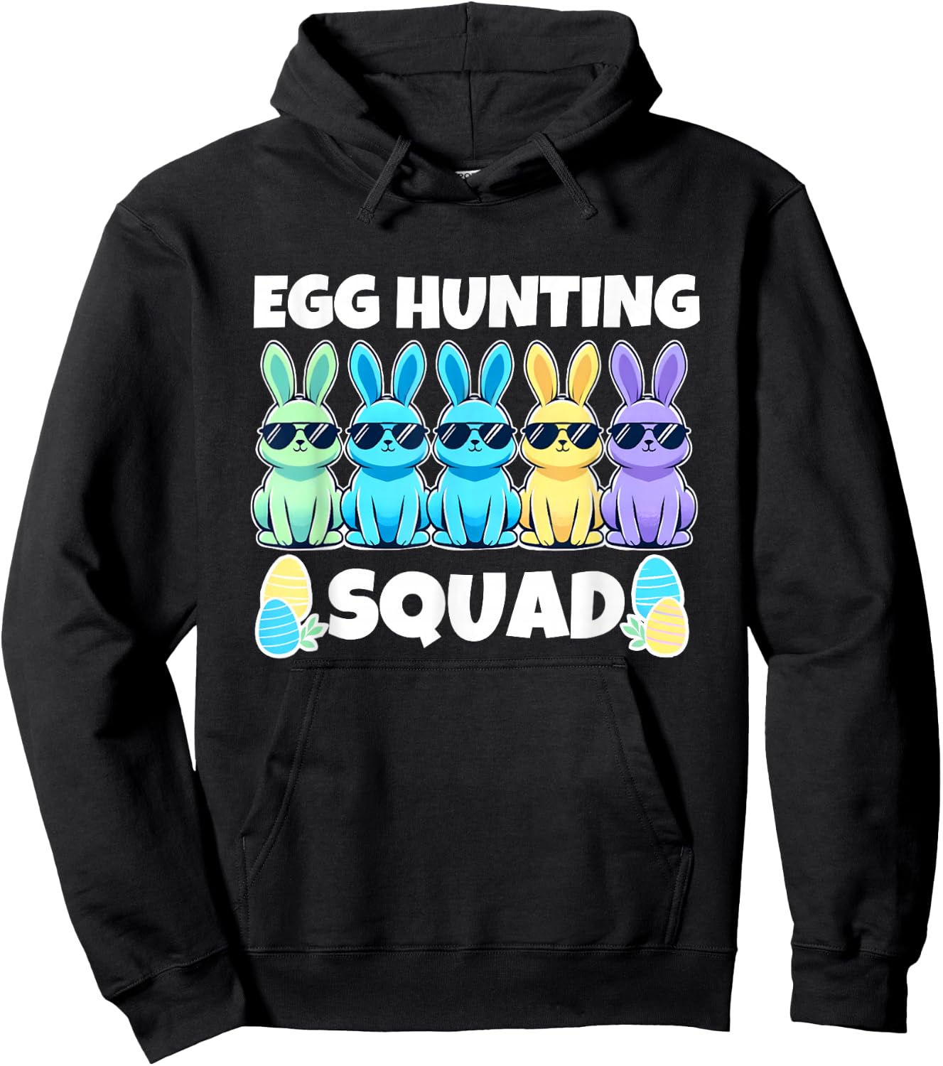 Easter Bunny Squad Humor Egg Hunting Day Hoodie - Hoodie | Black
