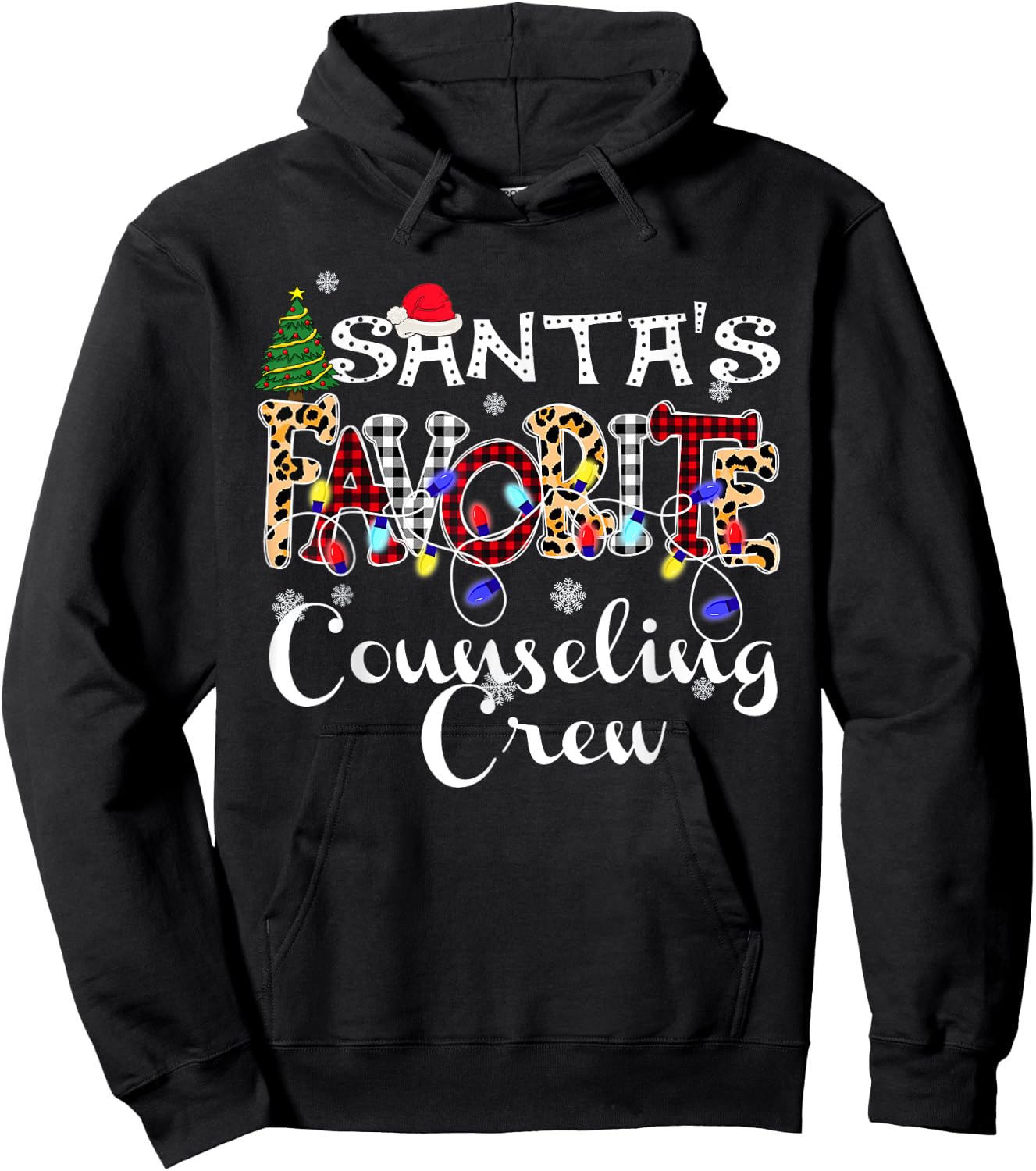 Merry Christmas Santa's Favorite Counseling Crew Hoodie - Hoodie | Black
