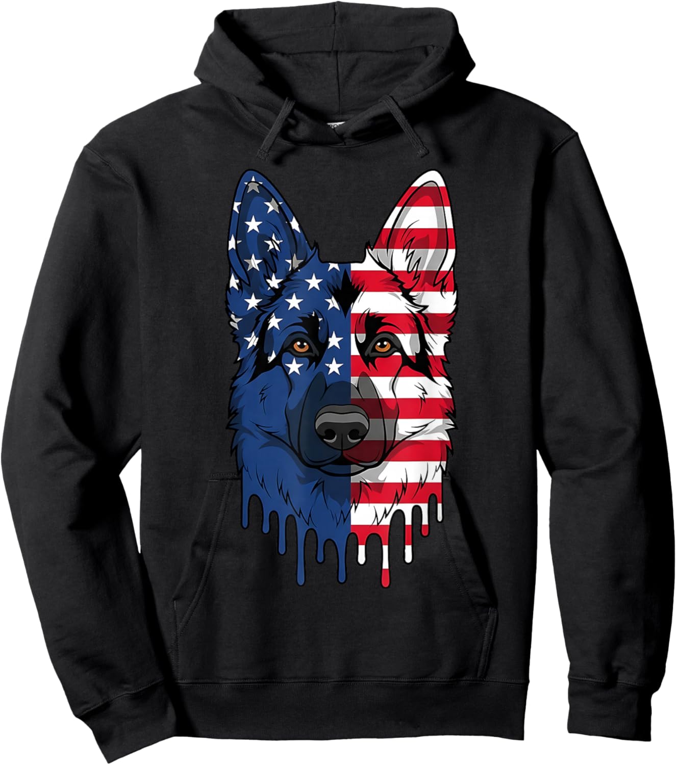 4th of July German Shepherd Dog American Flag Patriotic Hoodie - Hoodie | Black