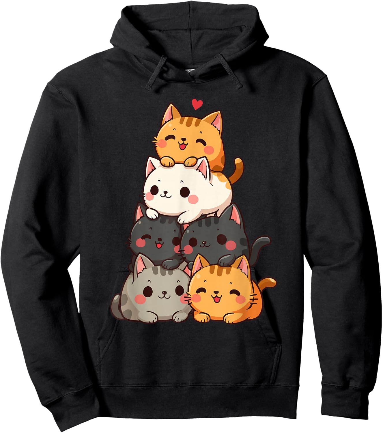 Cute Cats and Kittens, Cat Lovers, Kids Anime Kawaii Cat Hoodie - Hoodie | Black