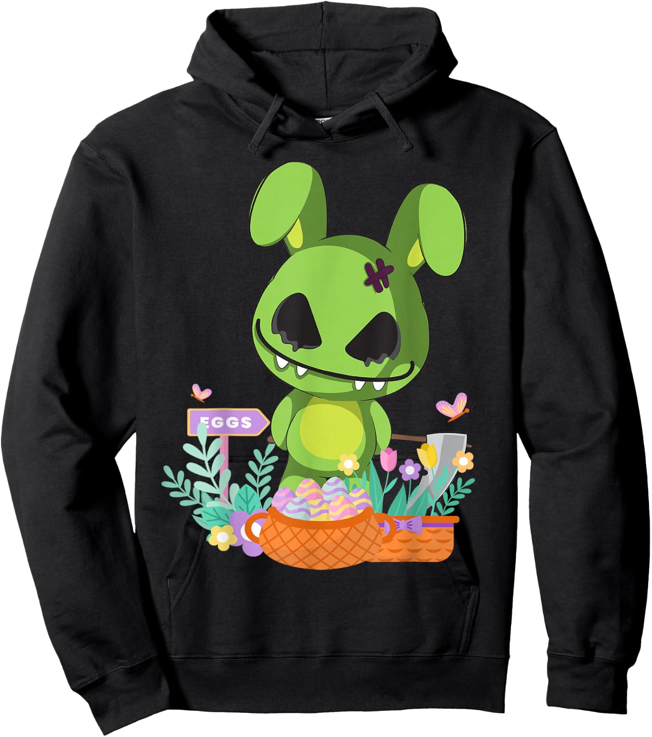 Funny goth zombie easter scary bunny dye easter eggs rabbit Hoodie - Hoodie | Black