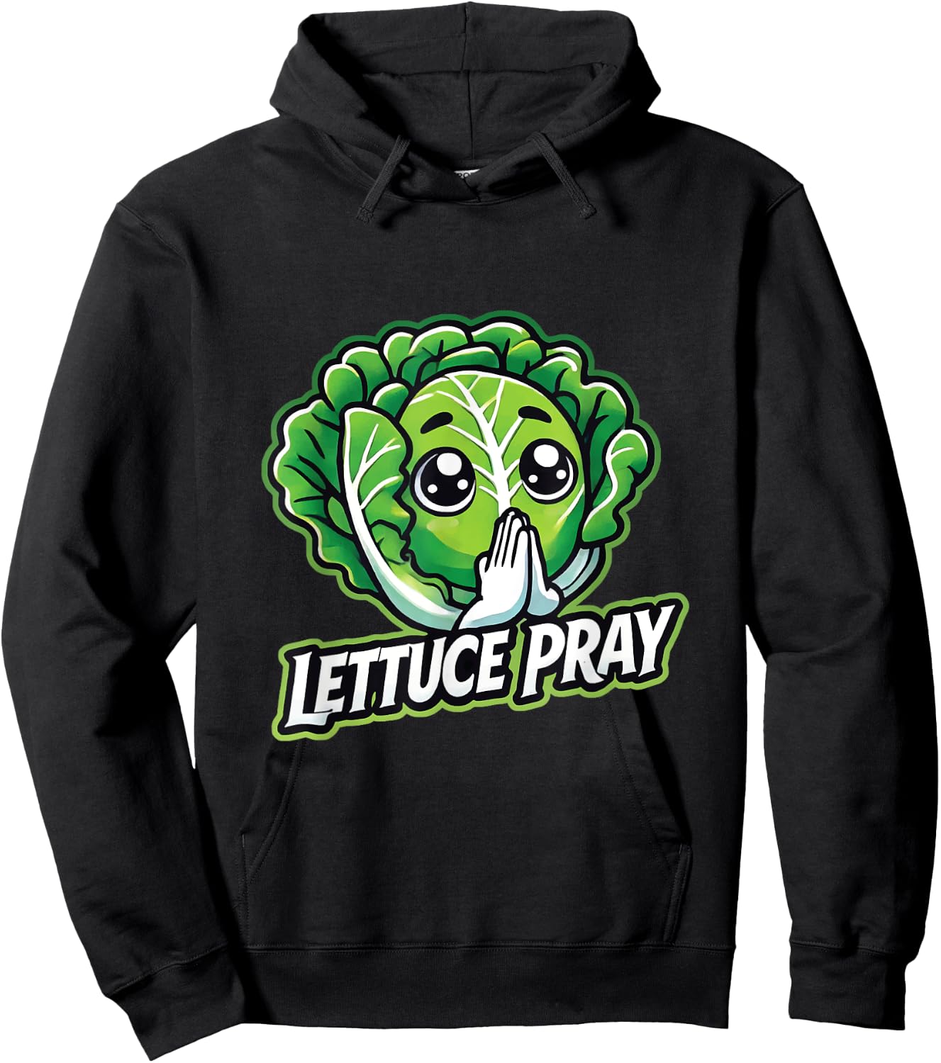 Lettuce Pray Funny Christian Faith Pun Hoodie - Hoodie | Black