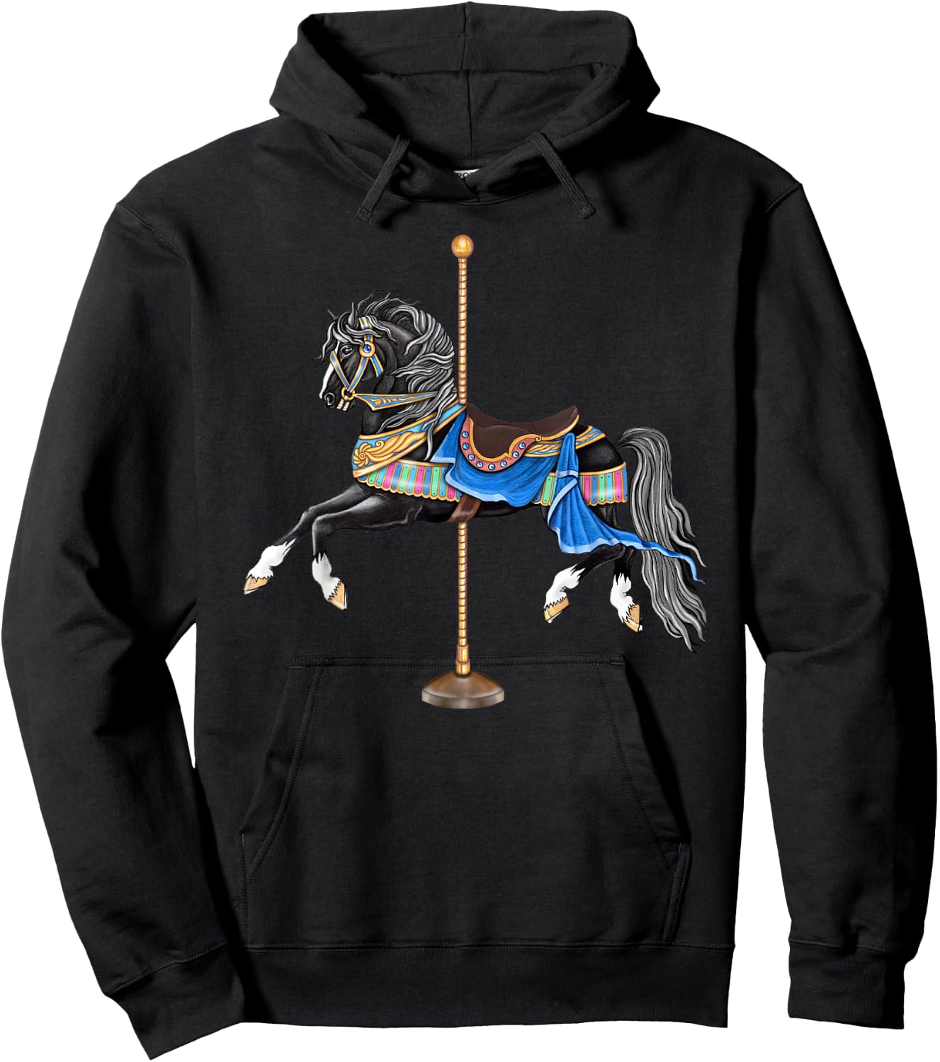 Black Stallion Carousel Horse Hoodie - Hoodie | Black