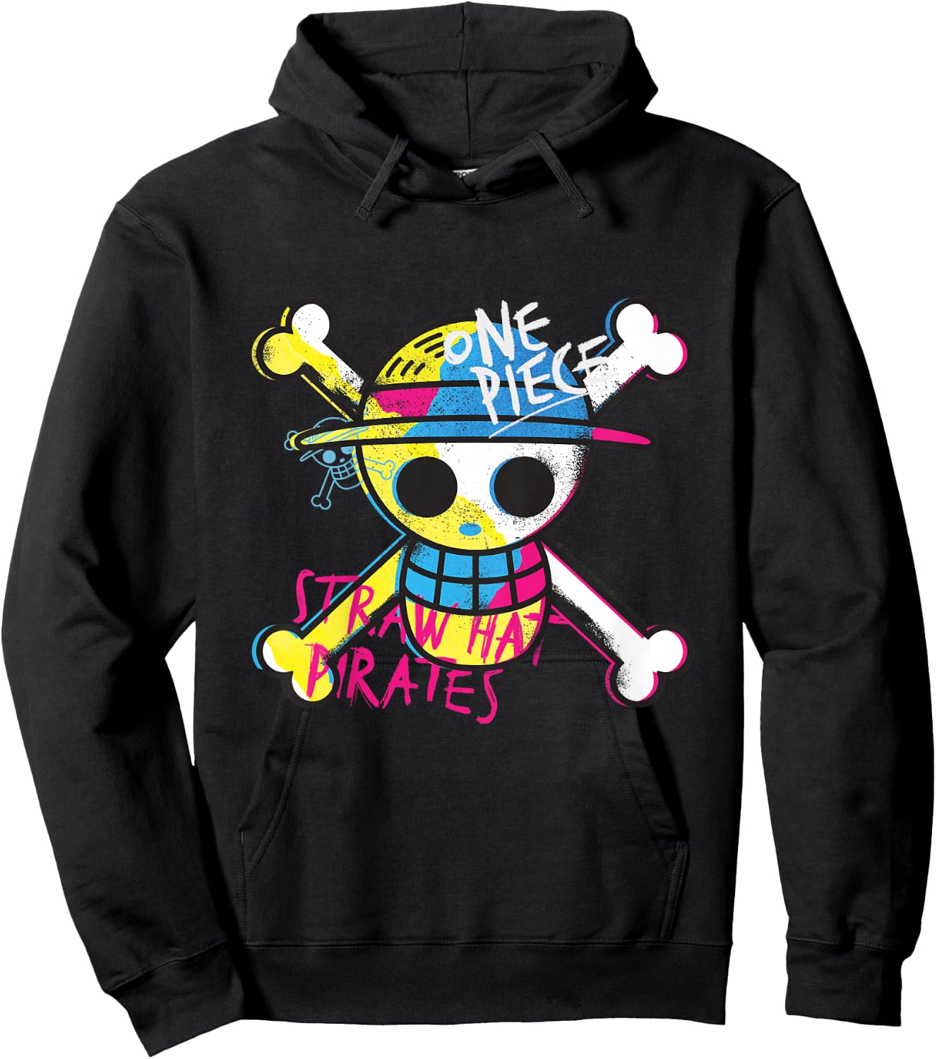 Kids One Piece Straw Hat Pirates Logo Colorful Monkey D Luffy Kids , Blue, 2 Hoodie - Hoodie | Black