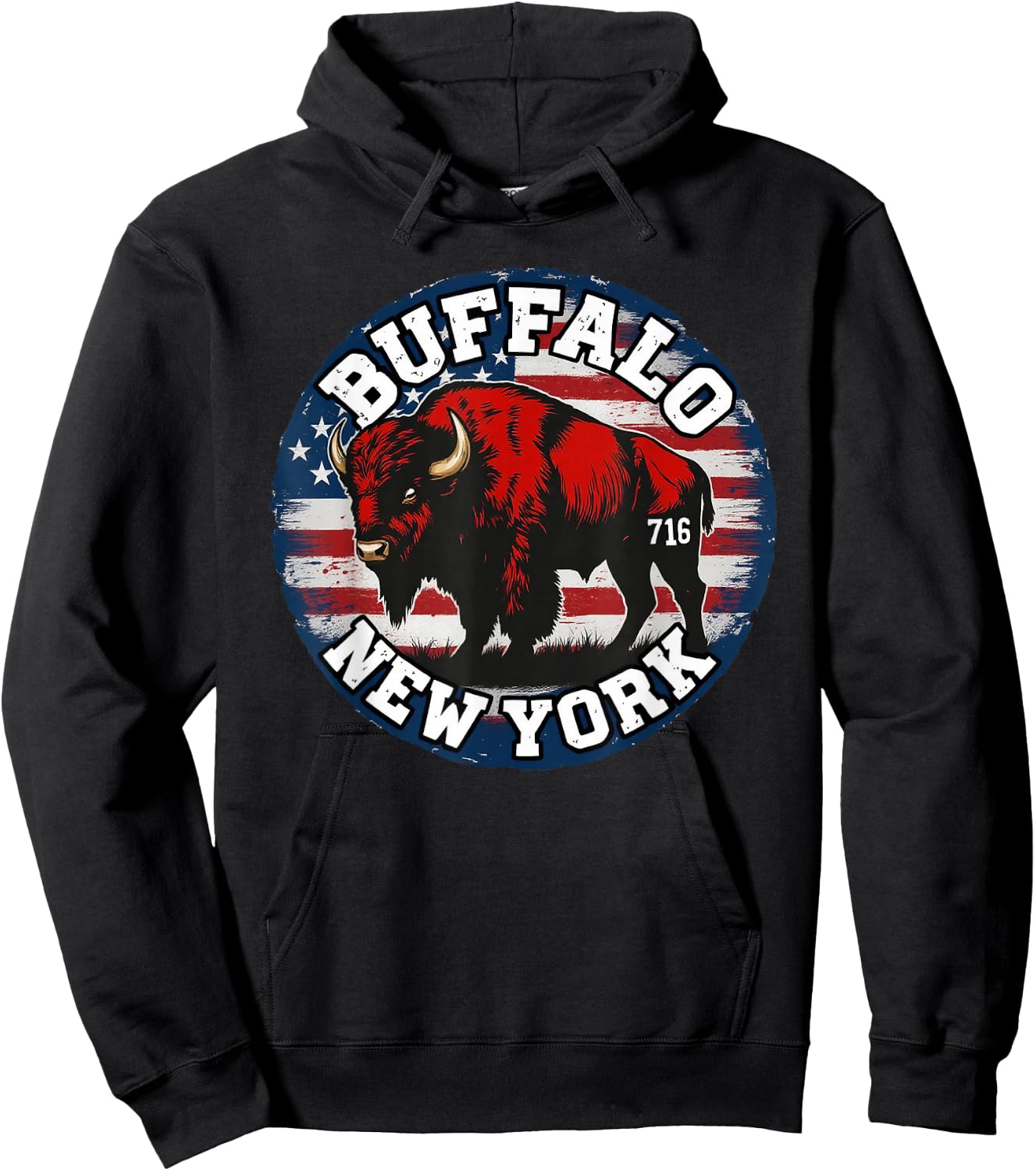 Buffalo New York 716 Area Code Bison WNY BFLO Pride Hoodie - Hoodie | Black