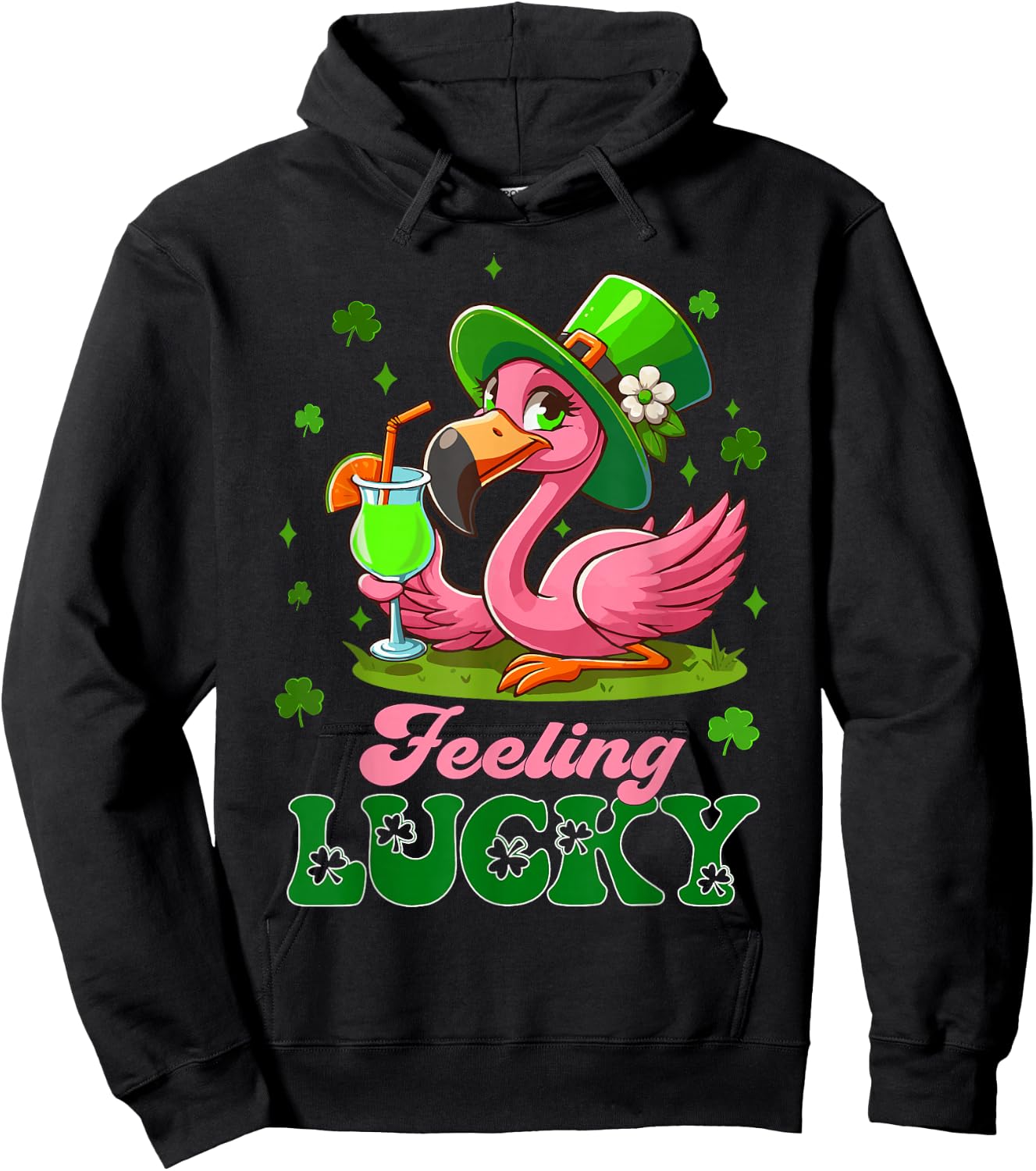 Irish Flamingo leprechaun St Patrick's Day Funny Flamingo Hoodie - Hoodie | Black