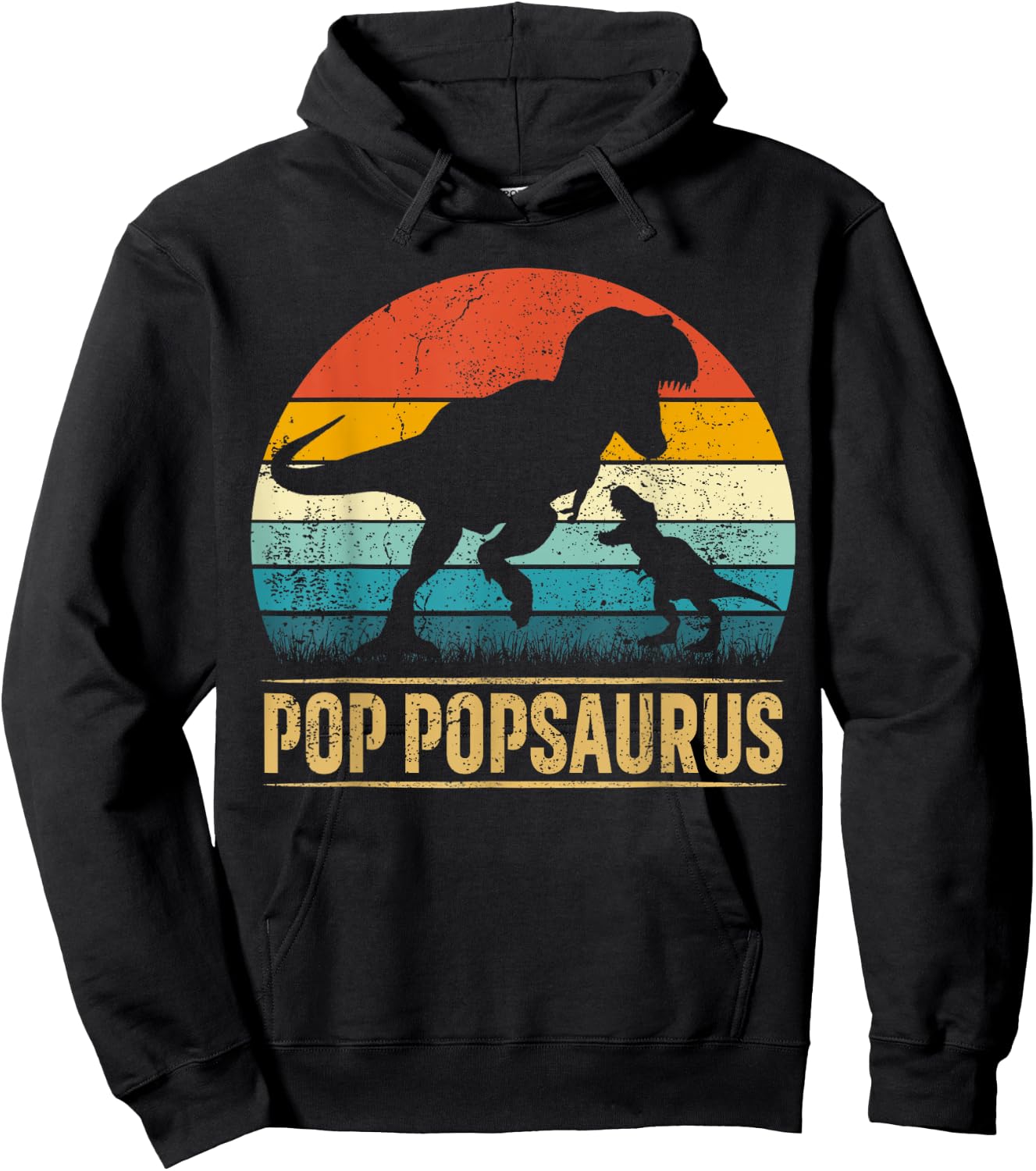 Pop Pop Saurus T Rex Dinosaur Pop PopSaurus Father's Day Hoodie - Hoodie | Black