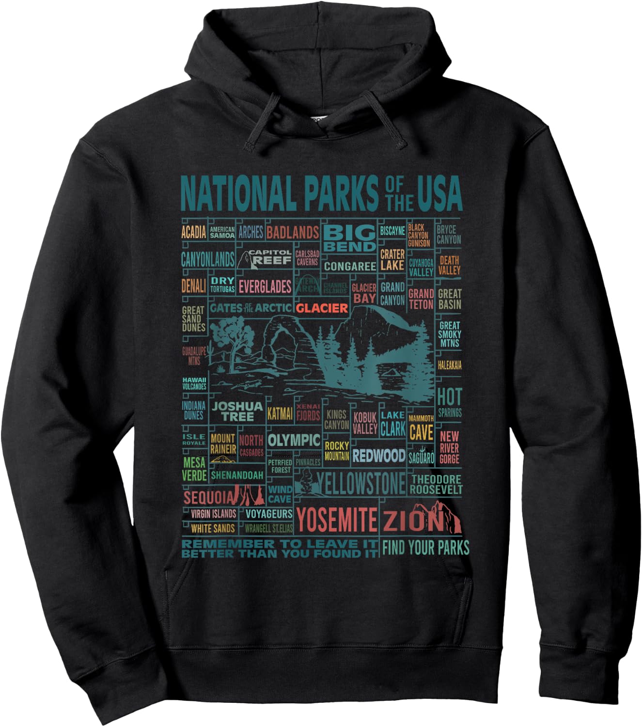 National Park Name Adventure Awaits Camping Hiking Camper Hoodie - Hoodie | Black
