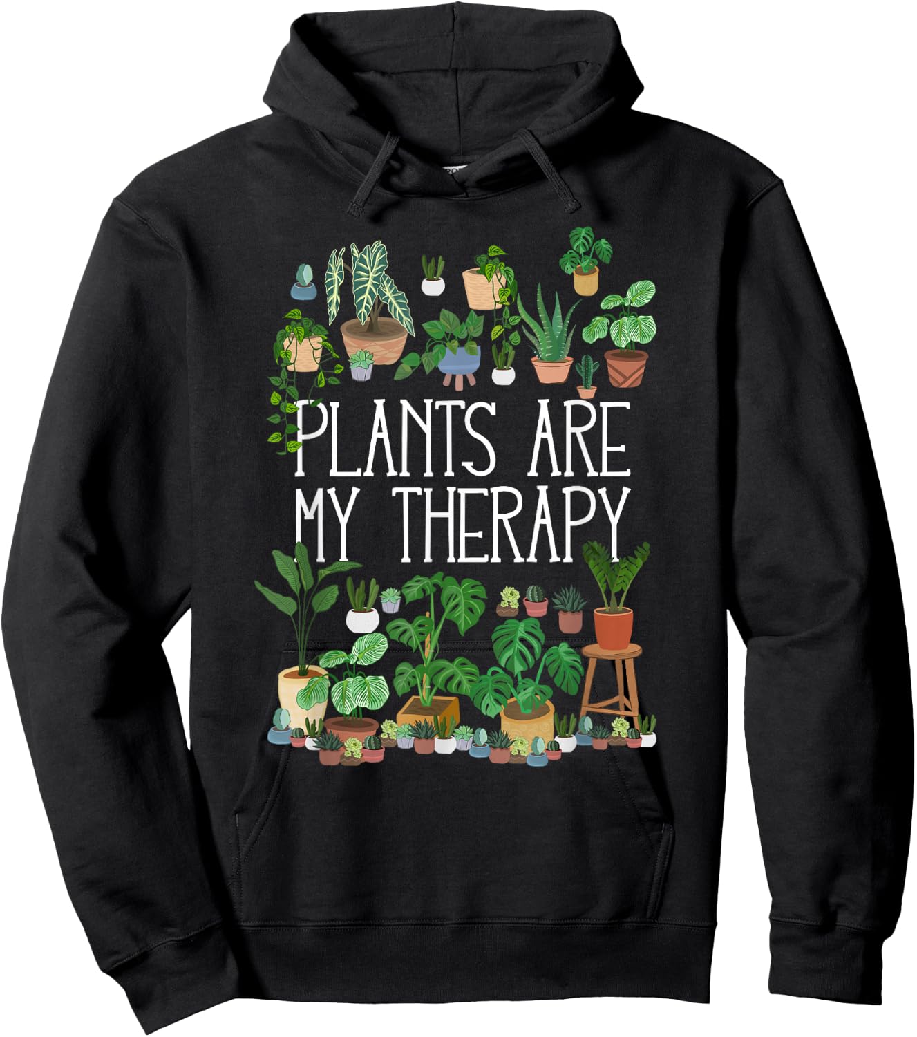 Potted plants are my therapy Hoodie - Hoodie | Black