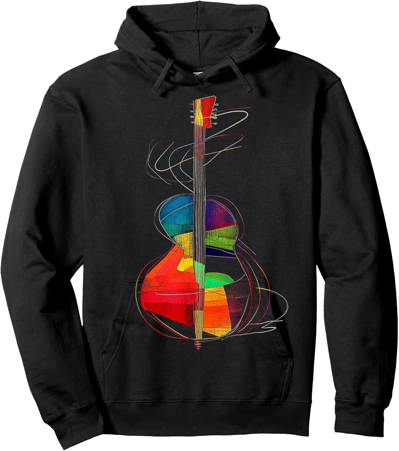 Guitar Musical Instrument Illustration , black Hoodie - Hoodie | Black