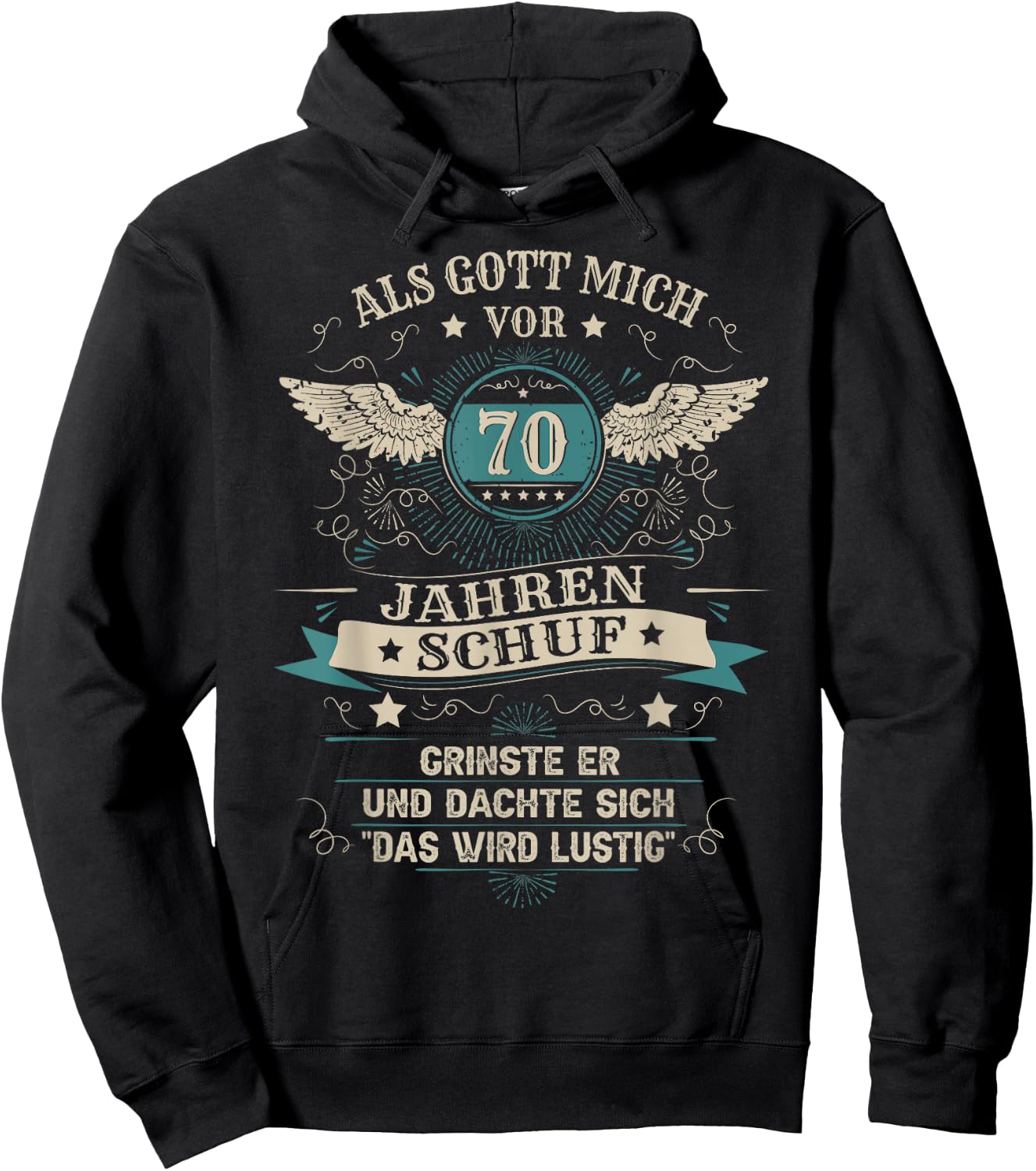 70th Birthday Man Woman 70 Years 1954 Decorative Funny Gift , black Hoodie - Hoodie | Black