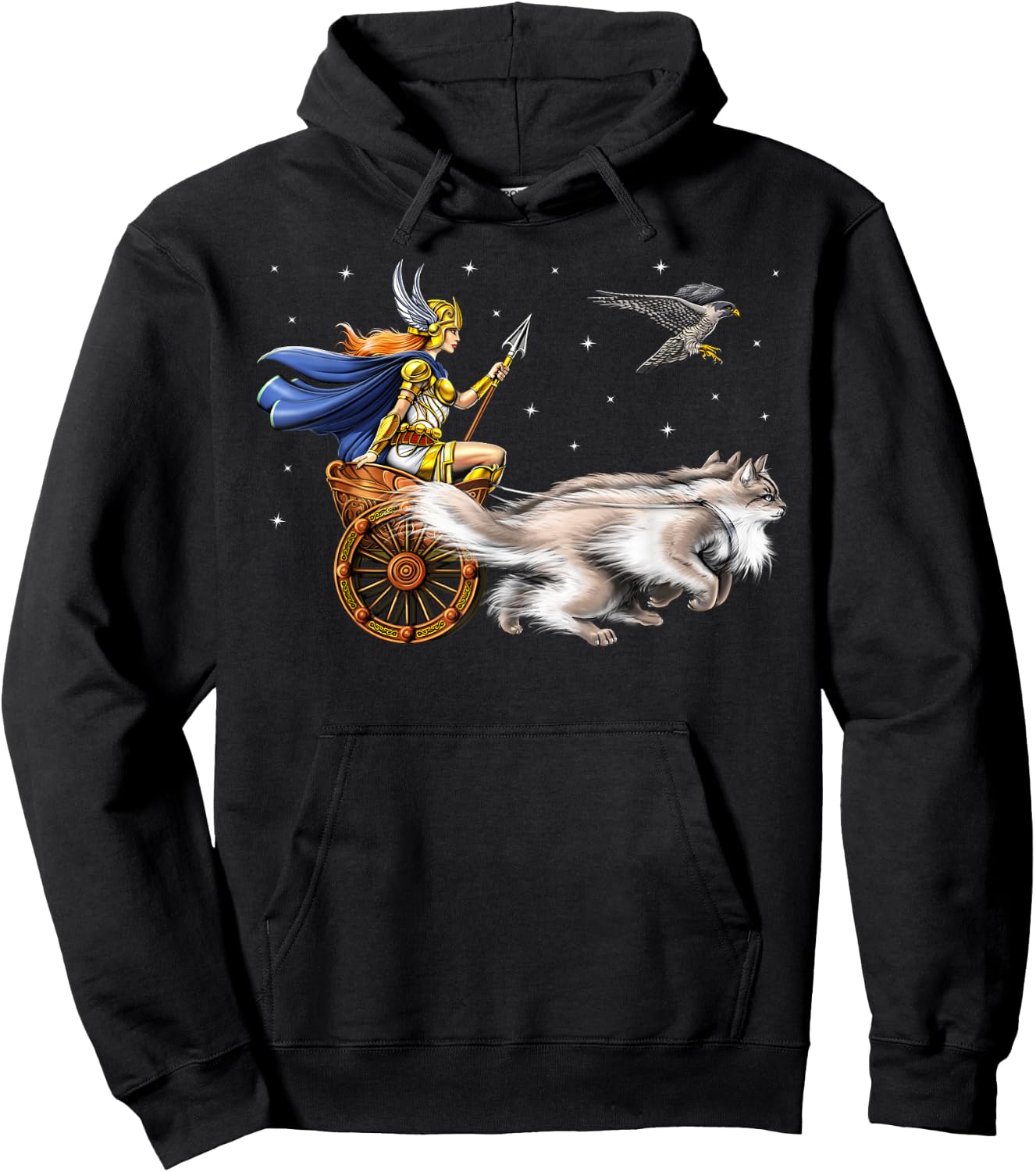 Freya Norse Mythology Goddess Viking Warrior Pagan Hoodie - Hoodie | Black