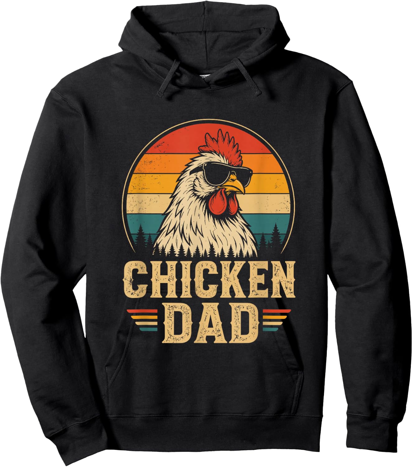 Vintage Chicken Dad Chicken Lovers Daddy Father's Day Retro Hoodie - Hoodie | Black