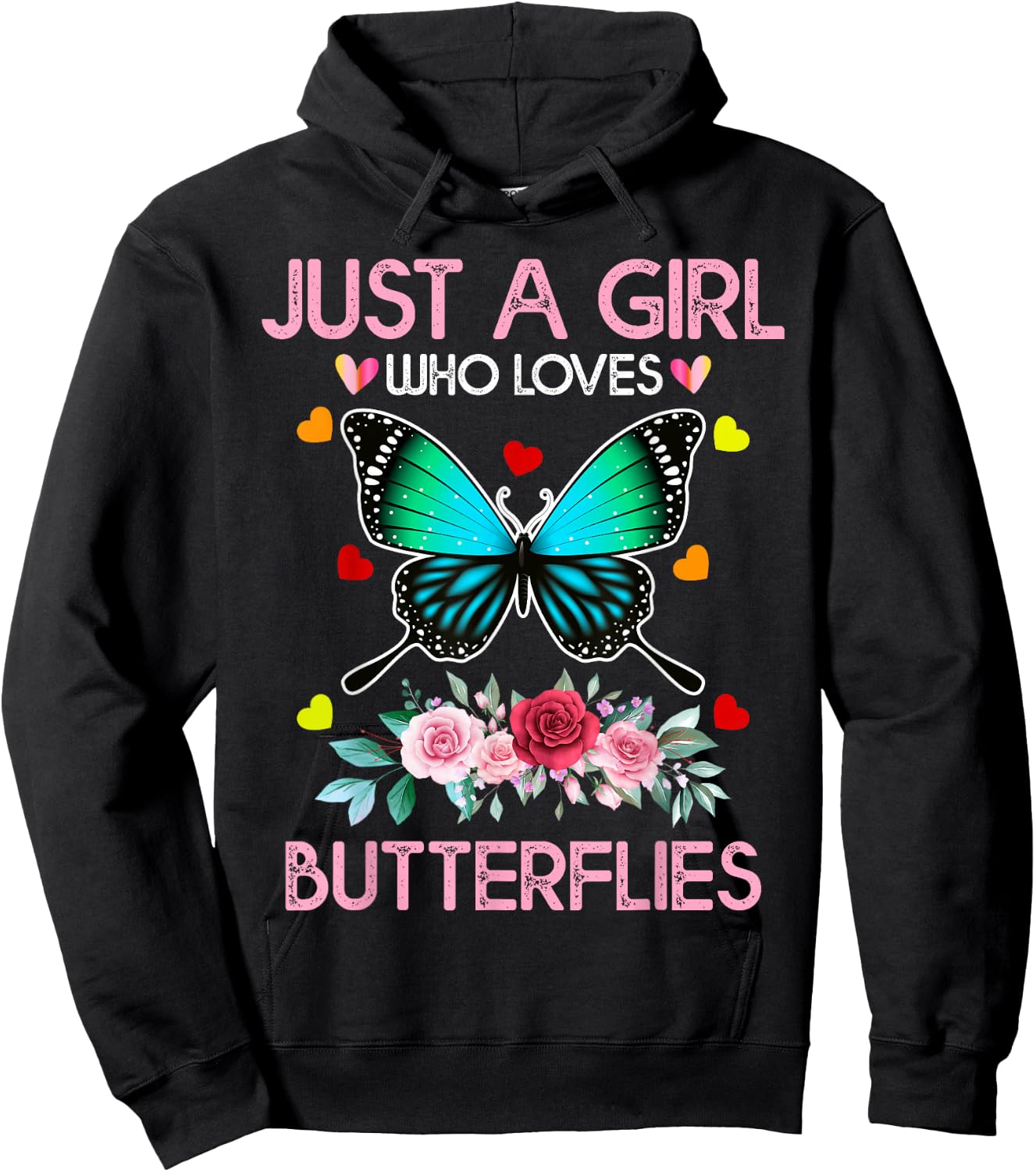 Funny Butterfly Lover Just A Girl Who Loves Butterflies Hoodie - Hoodie | Black
