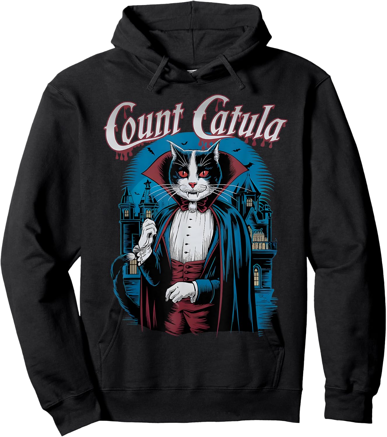 Count Catula Dracula Spooky Horror Vampire Cat Halloween Hoodie - Hoodie | Black