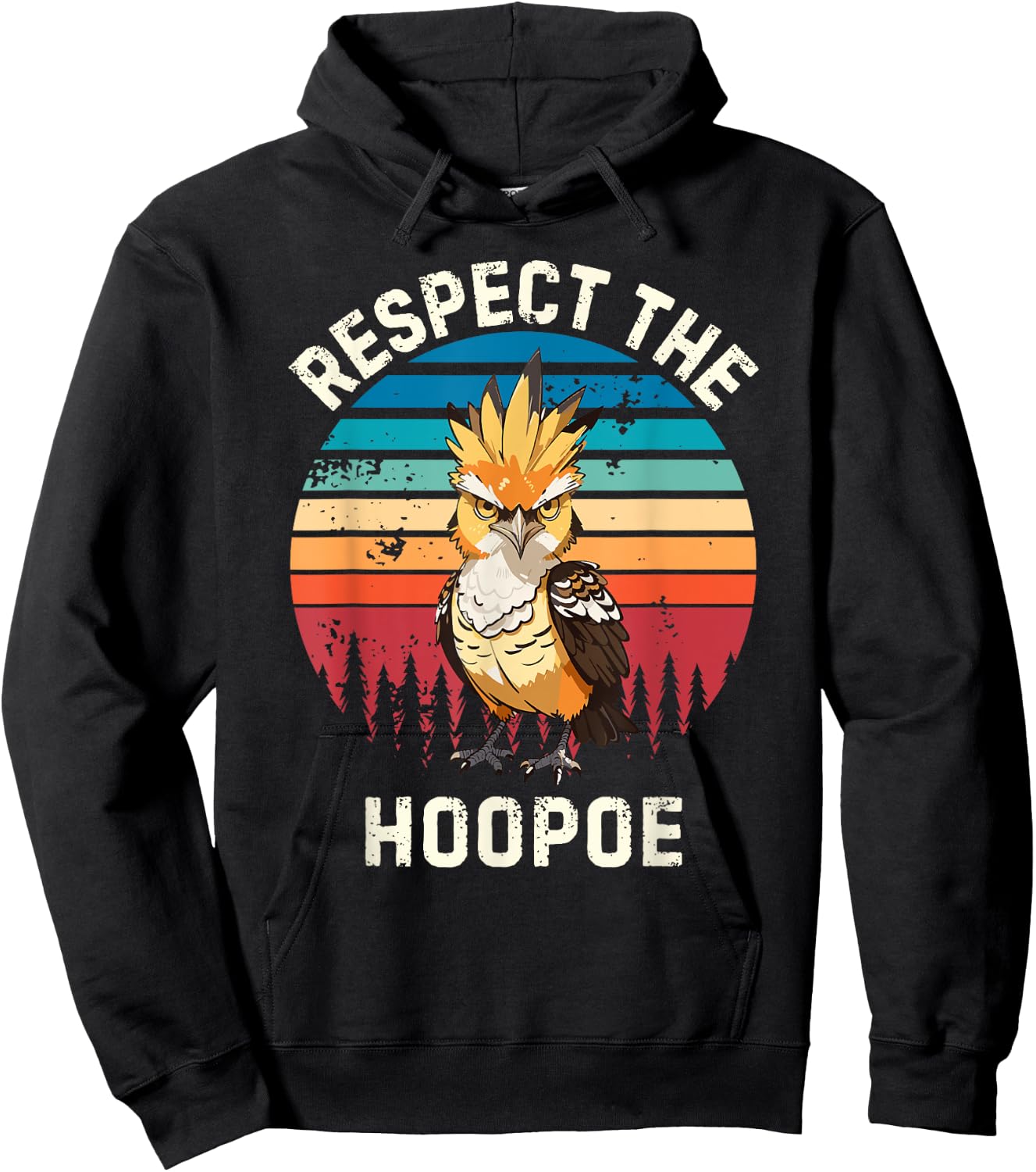 Retro Respect The Hoopoe Bird Vintage Hoopoe Bird Lover , Black, S Hoodie - Hoodie | Black