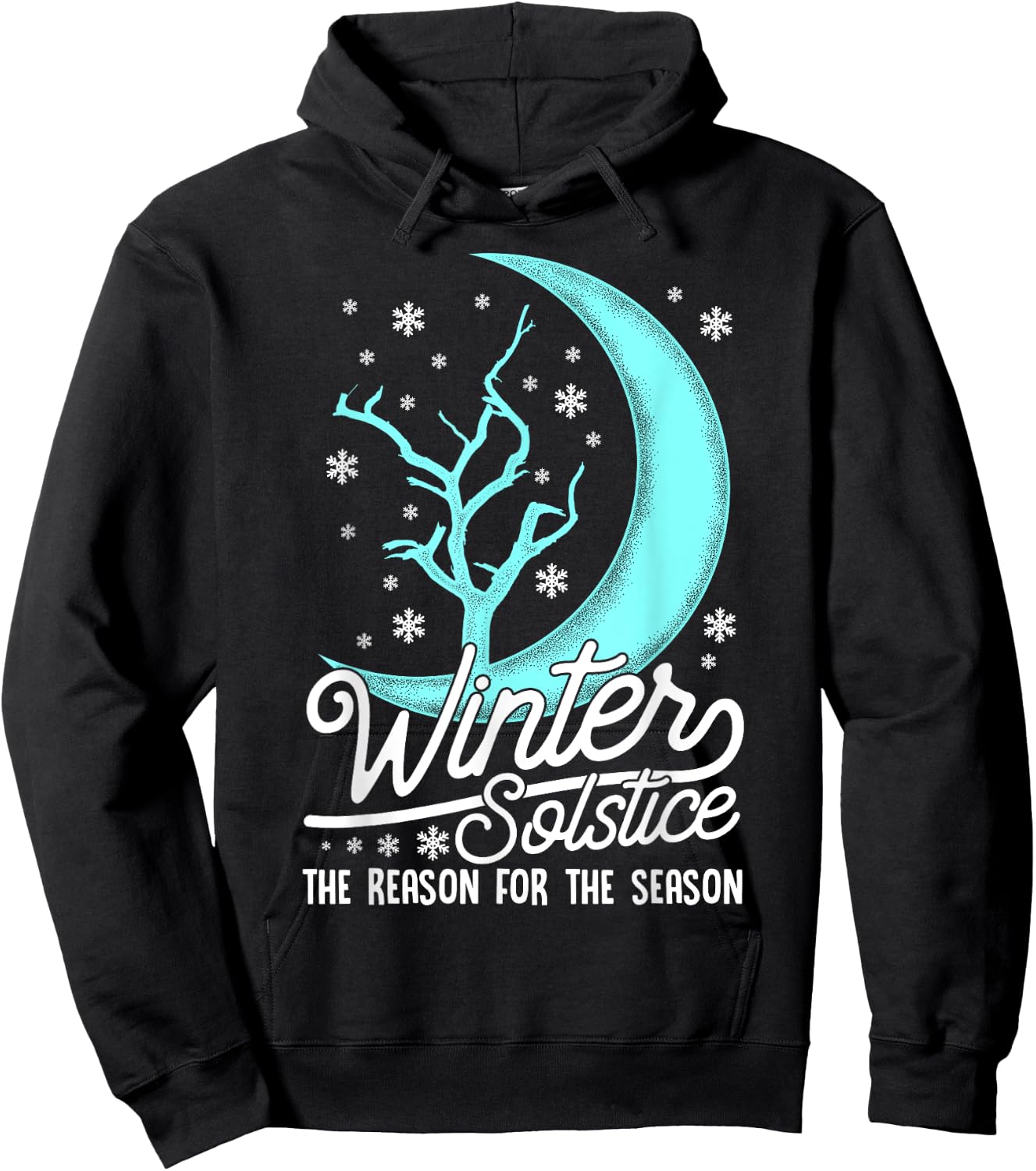 Winter Solstice Solar Event Half Way Thru Winter Snow & Moon Hoodie - Hoodie | Black