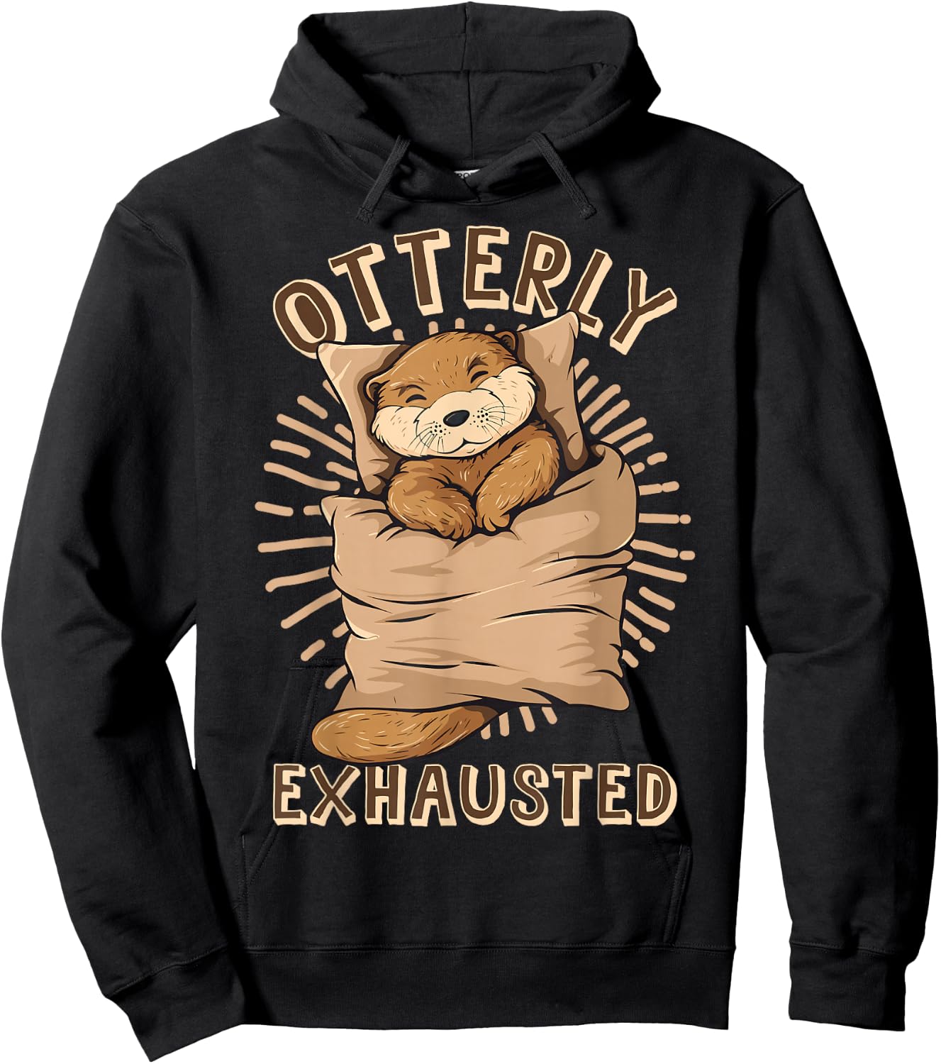 Otterly Exhausted Otter Lover Mammal Animal Hoodie - Hoodie | Black