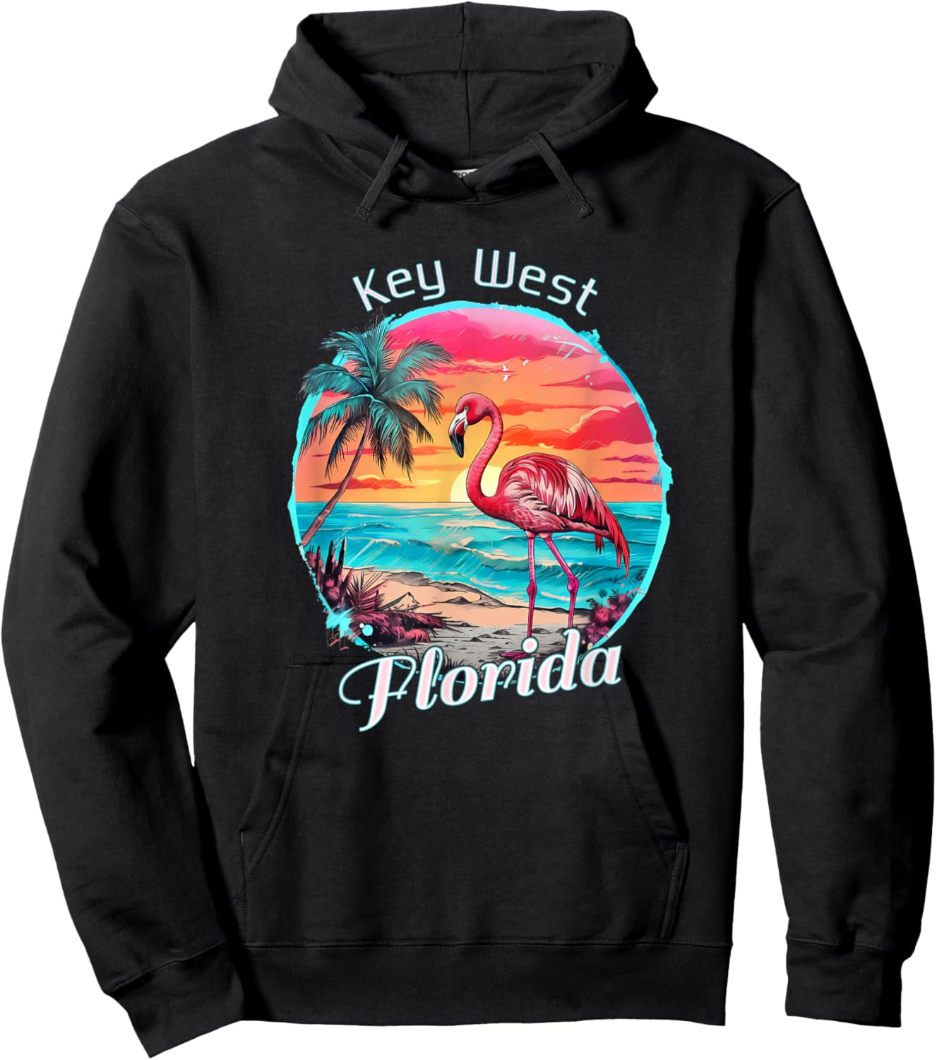 Key West Florida Beach Flamingo Tropical Souvenir Hoodie - Hoodie | Black