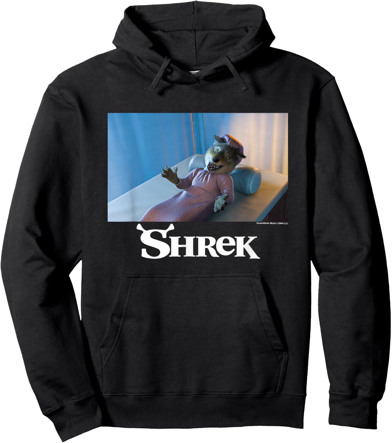 Shrek Iconic Wolf Bed Scene Big Chest Poster Hoodie - Hoodie | Black