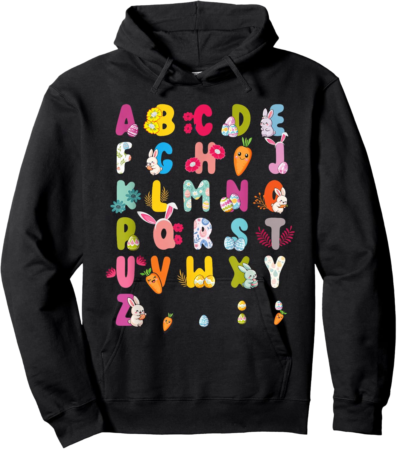 Easter Alphabet Easter Egg Easter Bunny 2025 Kids Hoodie - Hoodie | Black