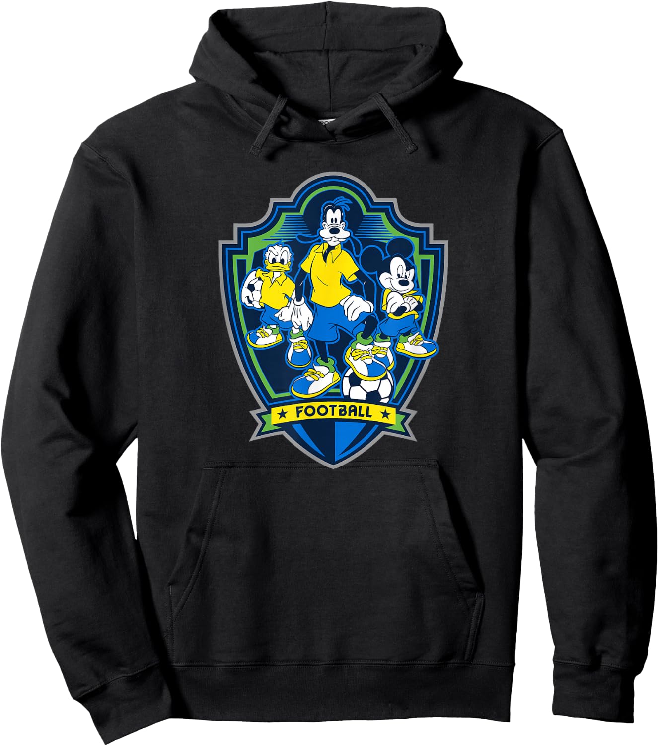 Disney Mickey Mouse Donald and Goofy Sports Football Soccer Hoodie - Hoodie | Black