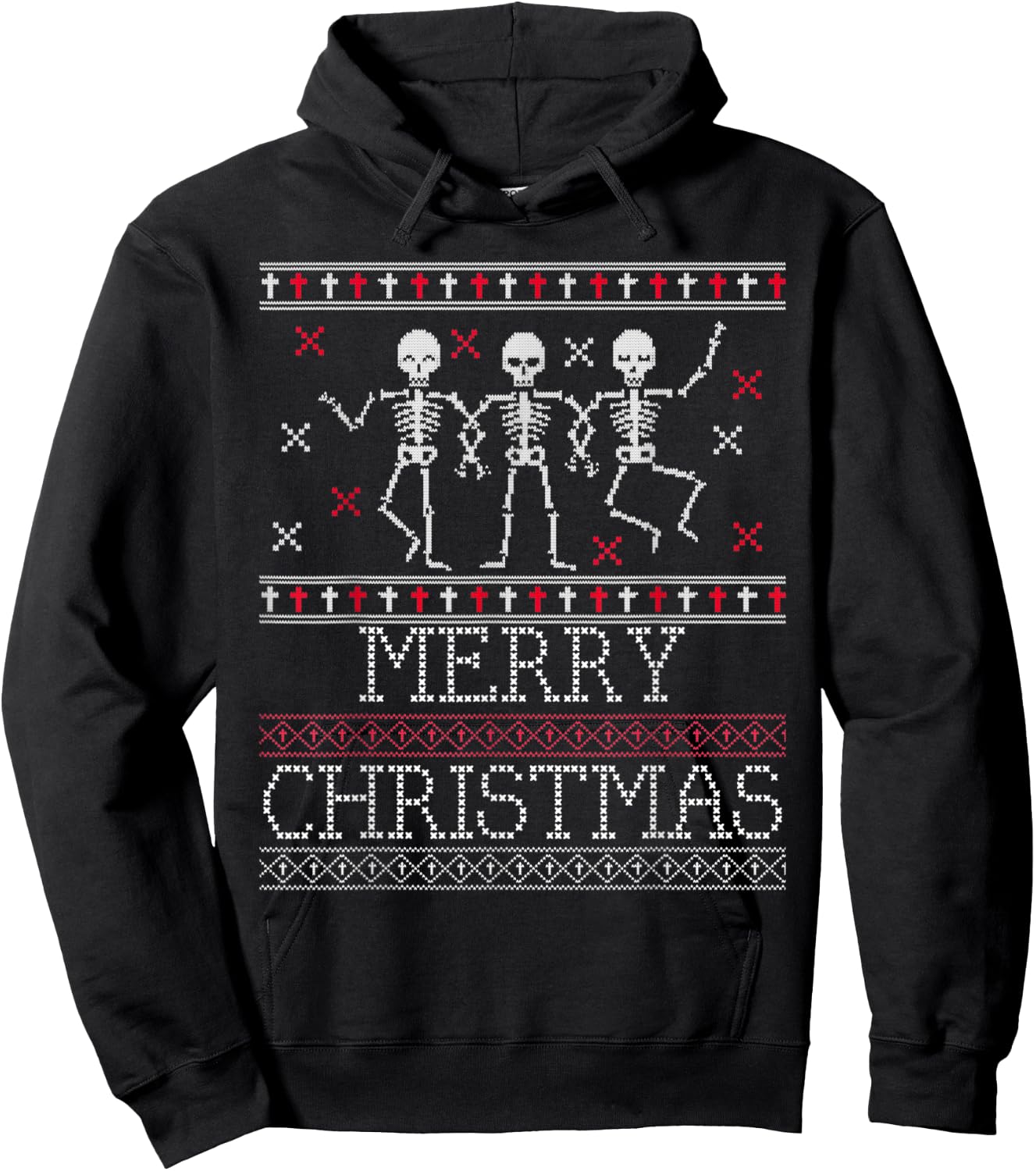 Xmas Ugly Sweater Goth Spooky Dancing Skeleton Christmas Hoodie - Hoodie | Black